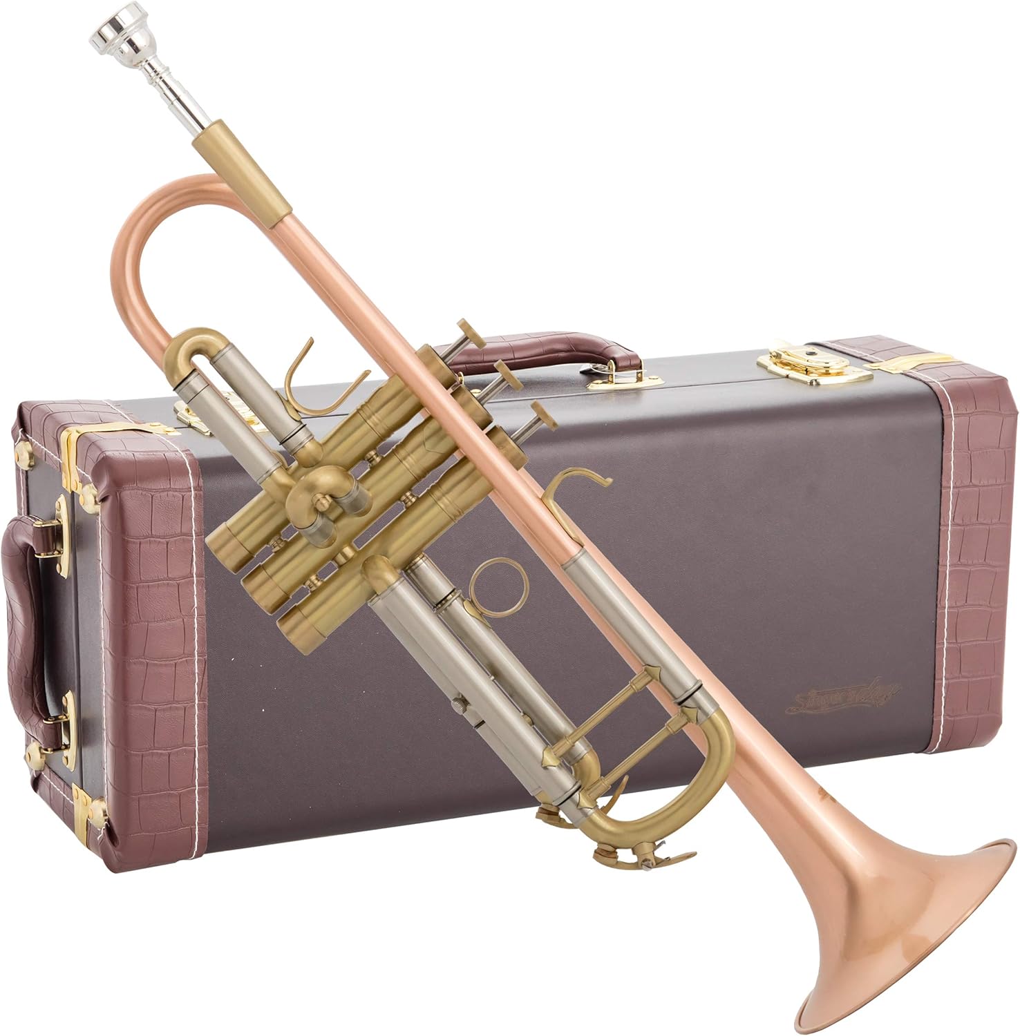 Singer's day SDTR-2019HD Heavy Duty Rose Brass Trumpet with Brushed Finish