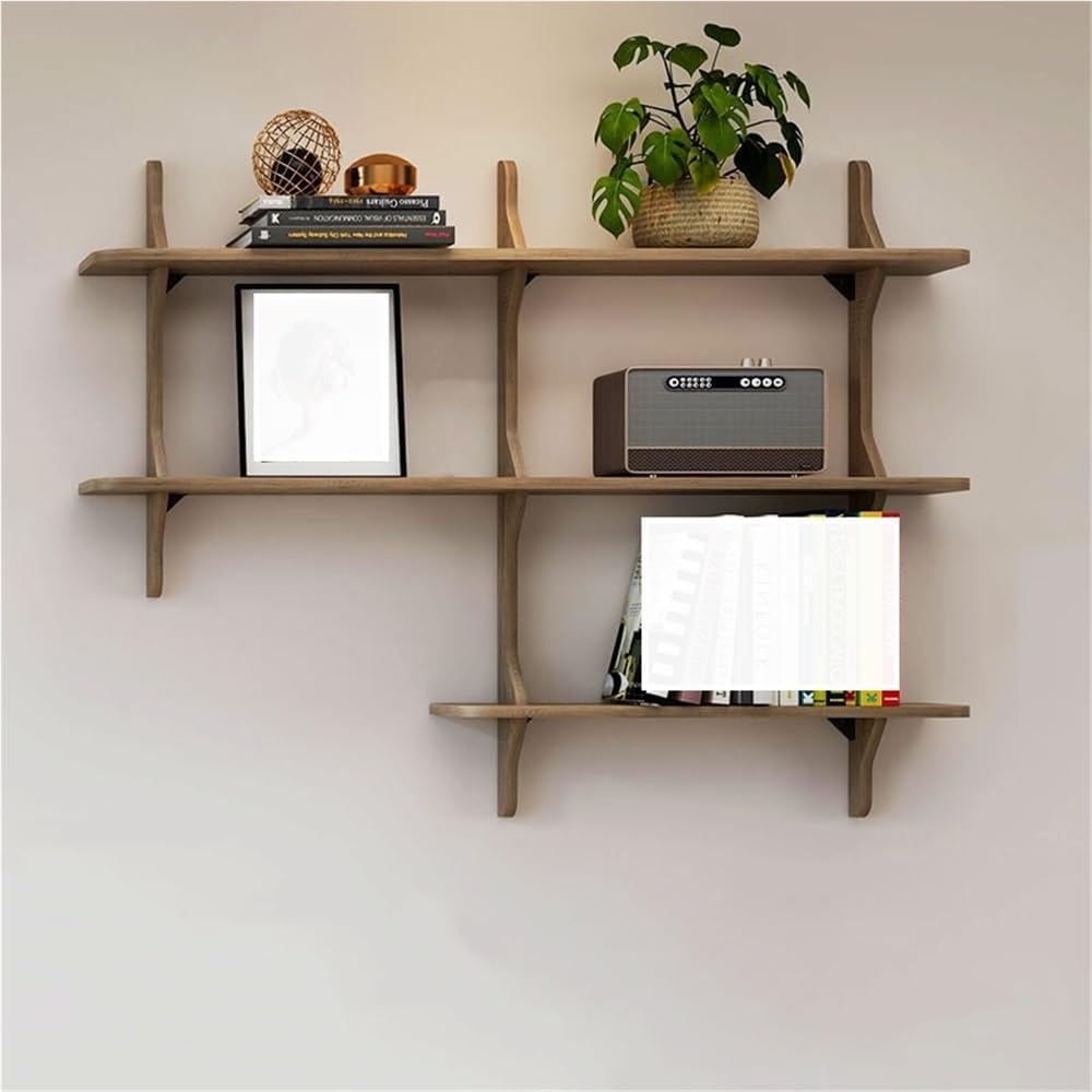 Creative L-Shaped Storage Rack, Wood Wall-Mounted Bookshelf, Floating Wall Display Shelf for Living Room, Bedroom and Cafe(Multi-Colored,100cm/39.4in)
