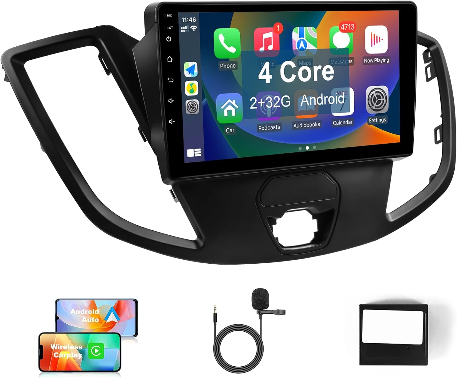 Leadfan Car Radio Stereo for Ford Transit 2013 2014 2015 2016 2017 2018 2019 with Wireless Carplay Android Auto, 9'' Touchscreen in-Dash Bluetooth WiFi GPS Navigation SWC MIC Backup Camera Pantalla