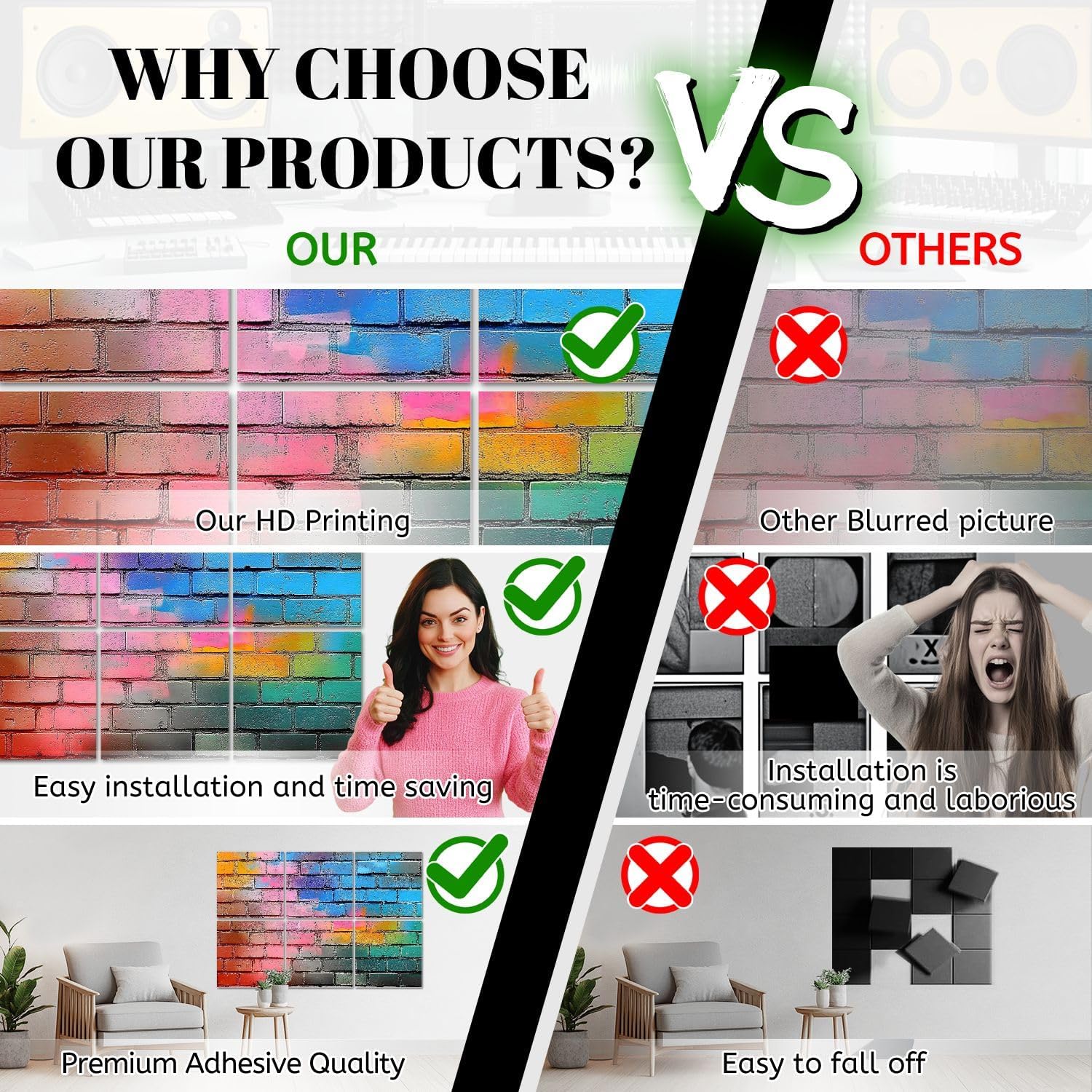 6 Pack Art Acoustic Panels graffiti wall brick wall pictures royalty photos Sound Absorbing Panel 48