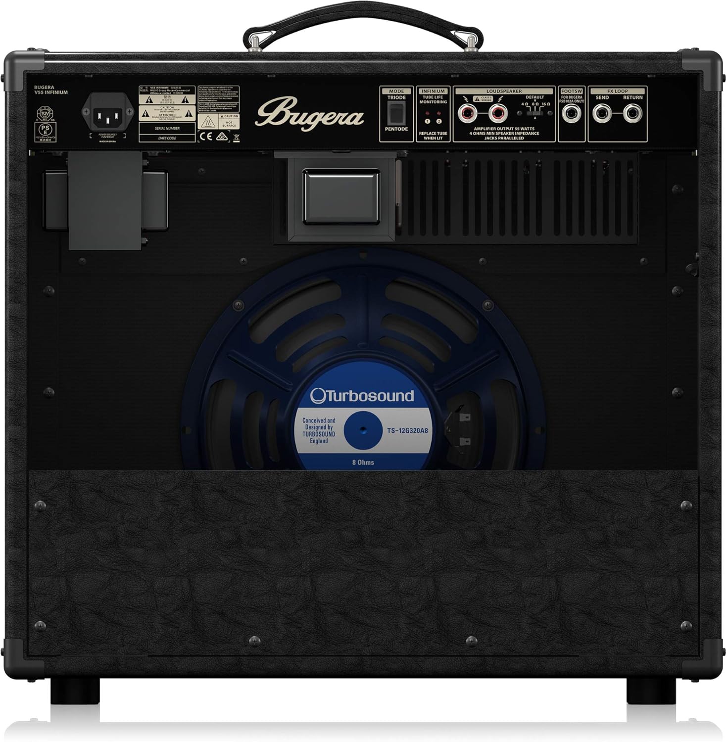 Bugera V55 INFINIUM 55-Watt Vintage 2-Channel Tube Combo with INFINIUM Tube Life Multiplier, Original Turbosound Speaker and Reverb