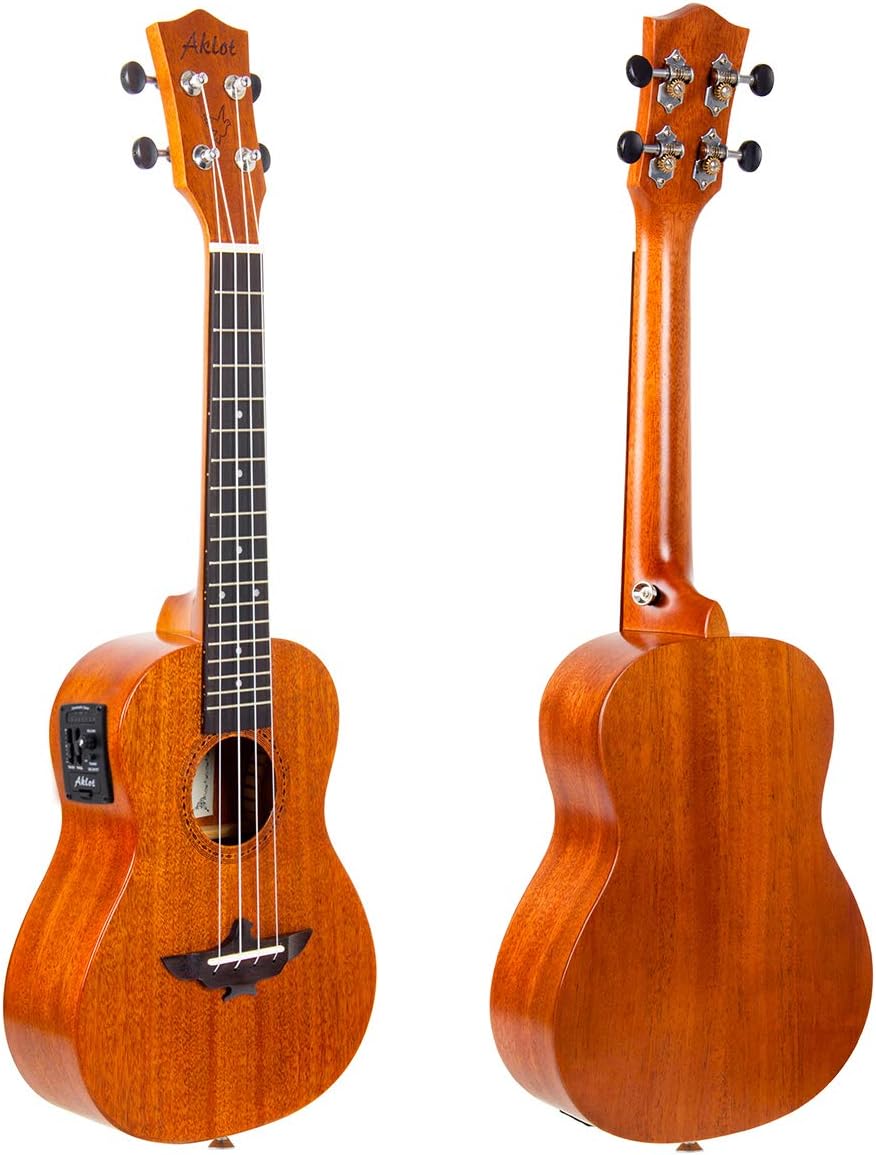 Electric Ukulele, AKLOT Tenor Electric Ukelele 26 Inch Uke with Equalizer Solid Mahogany for Professional Player with Beginner Kit (Gig Bag, Picks, Strap, String, Cleaning Cloth, Starter Manual)