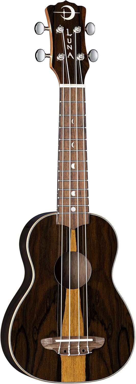Luna Guitars Ziricote, 4-String Soprano Ukulele with Gigbag, Small (UKE ZIRI S)