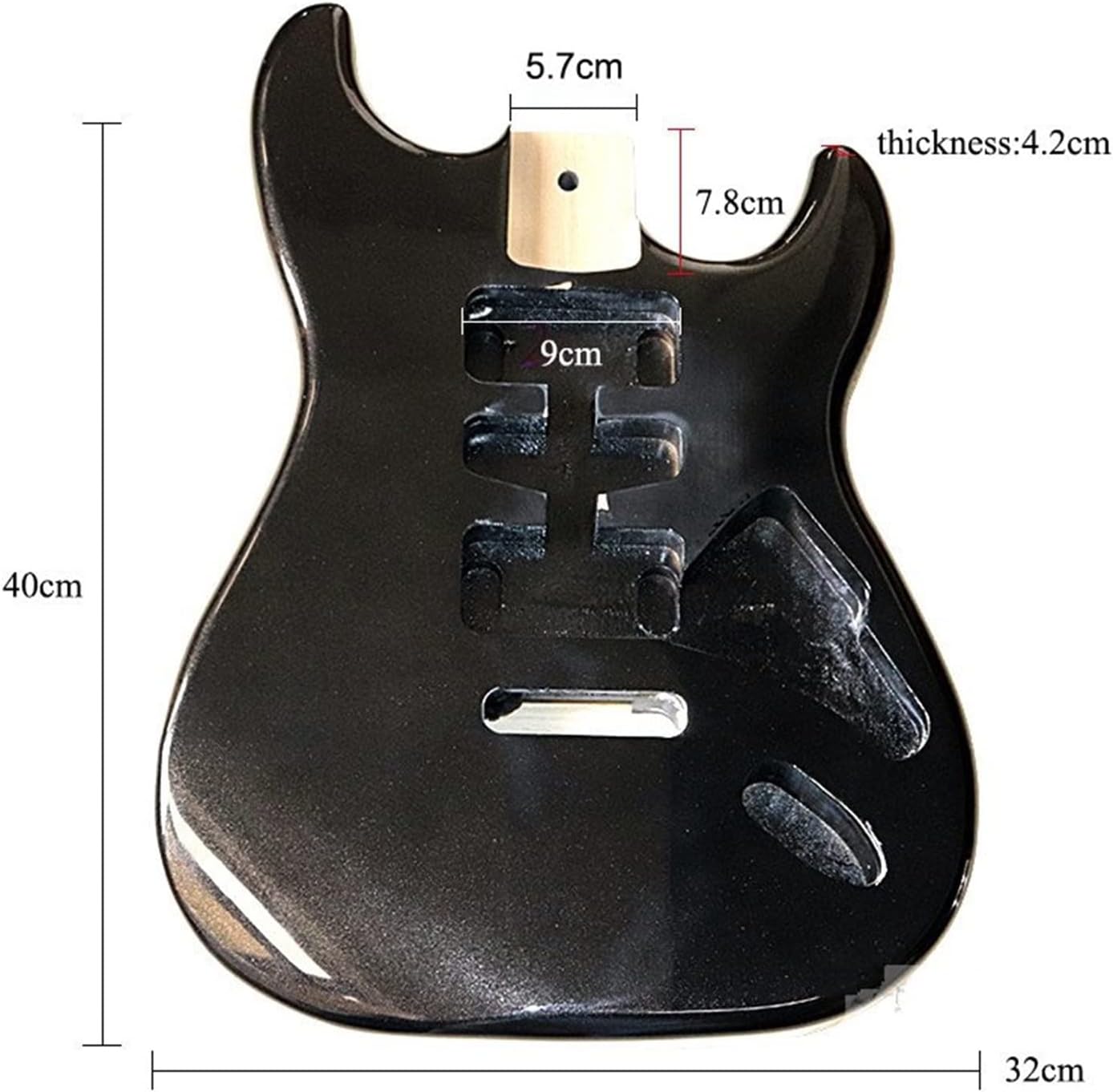 FLFL Guitar Body Electric Guitar Body for Strat ST Guitar Body Black Unfinished Guitar Kit (Color : St)