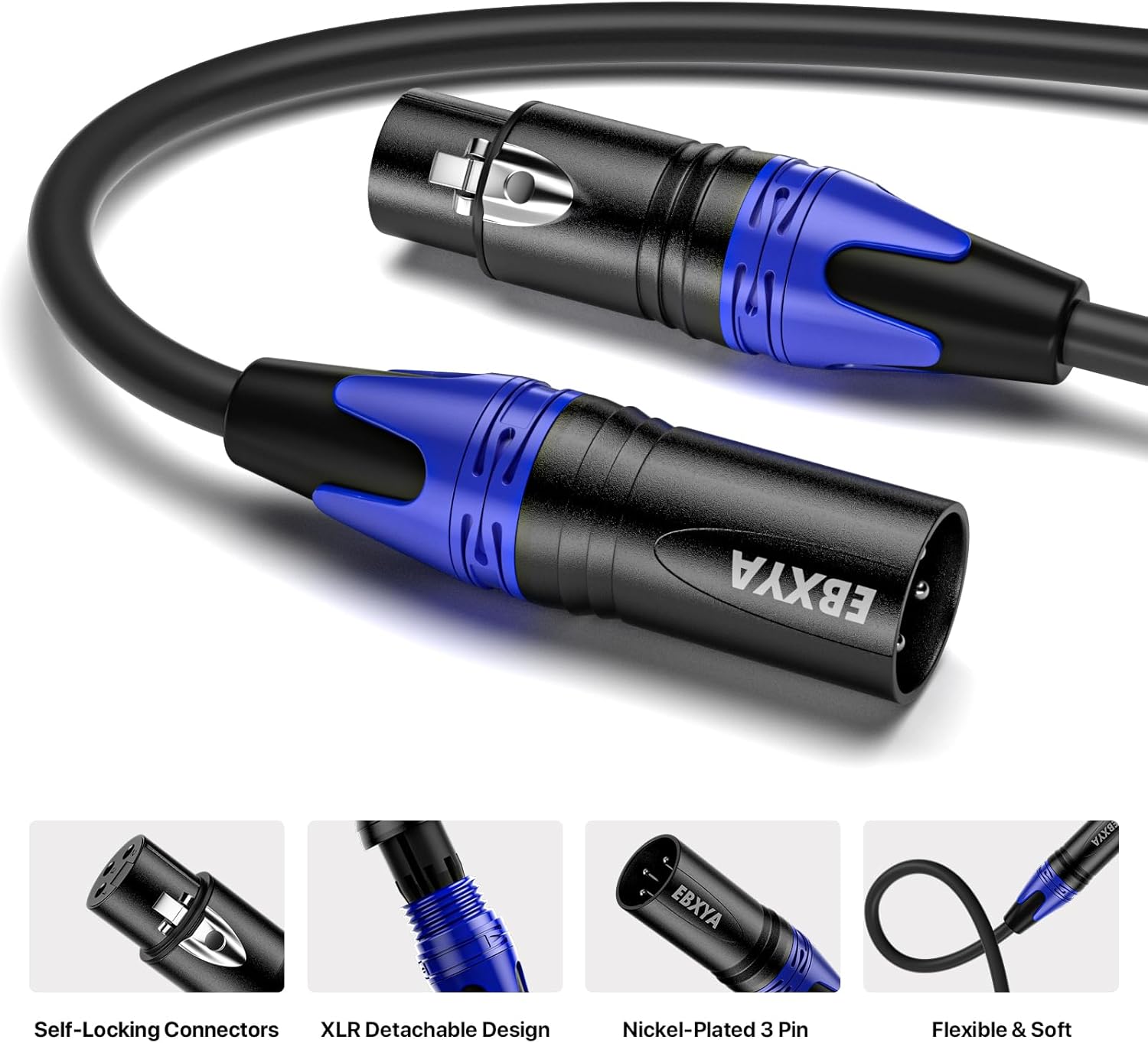 EBXYA Colorful XLR Cable 25ft 6Packs&XLR Cable 10ft 6Packs