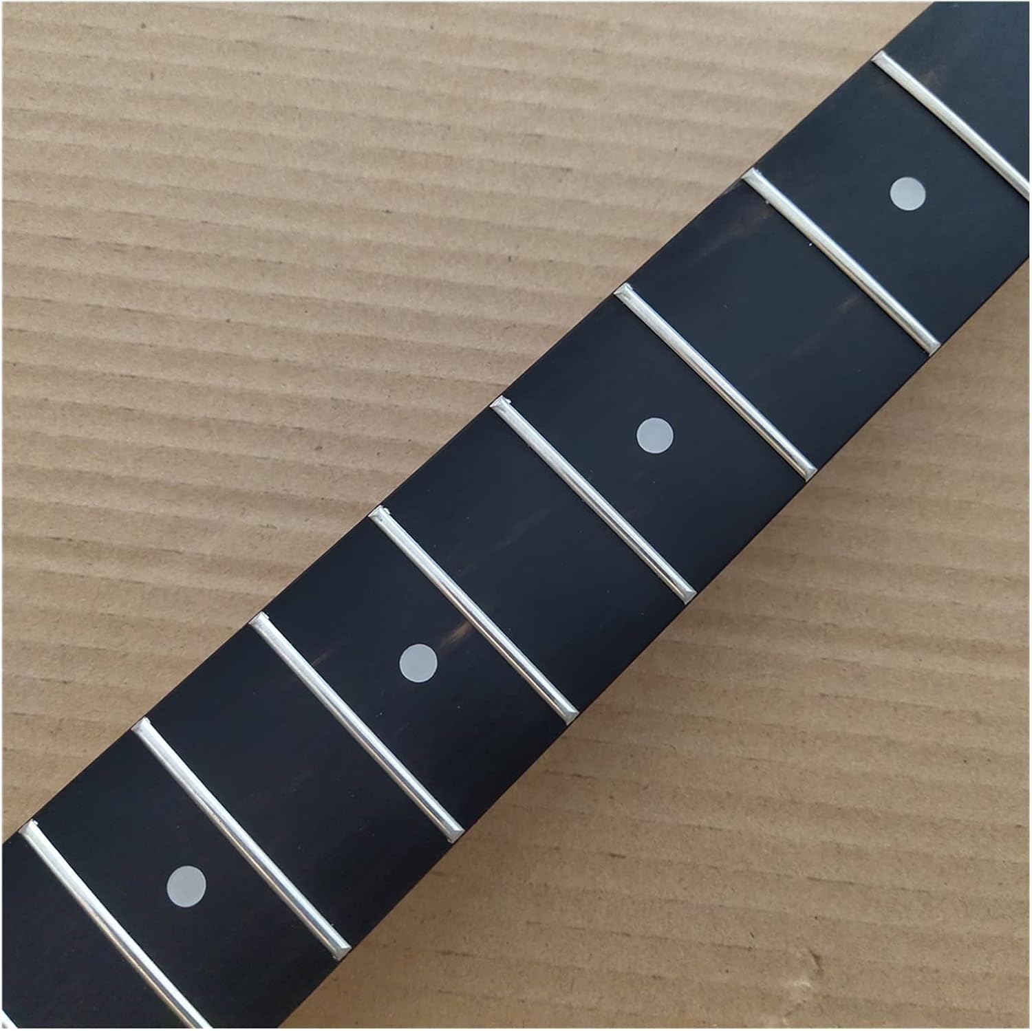 22 Frets Maple Electric Guitar Neck Ebony Fingerboard Replacement 25.5 Inch Yellow Electric Guitar Neck