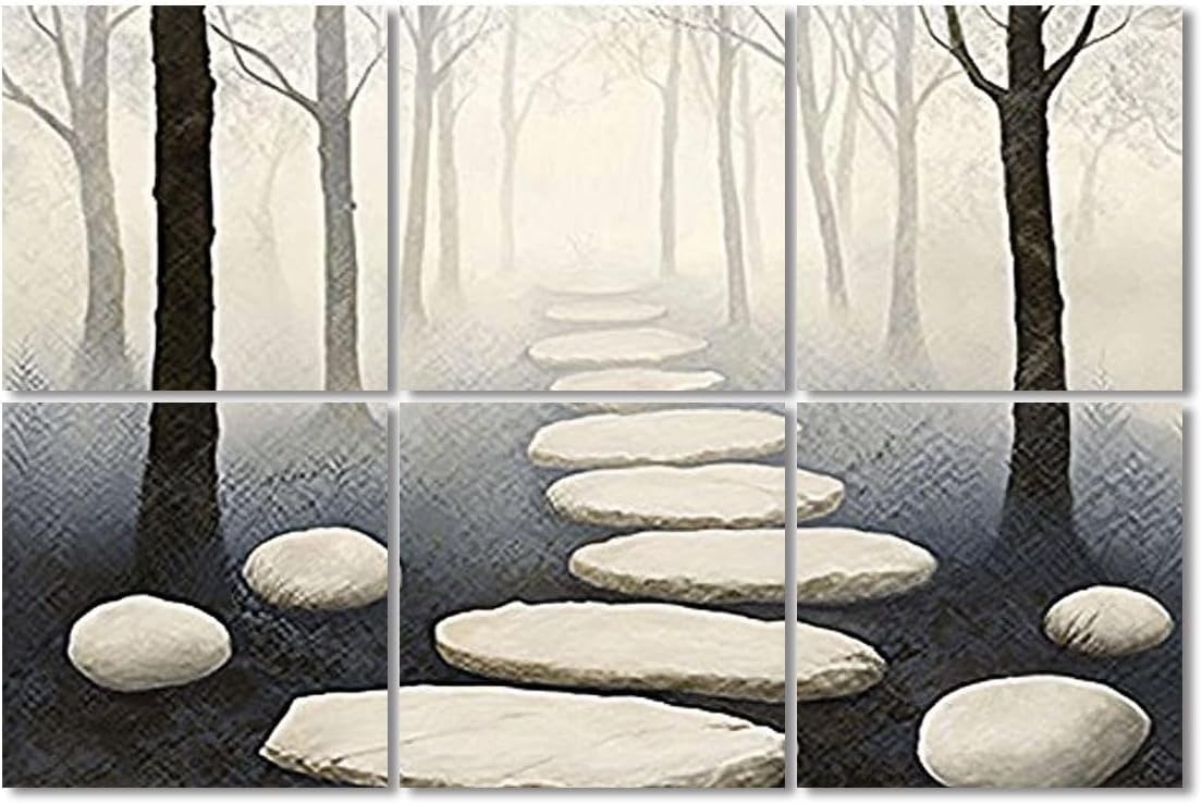6 Pack Art Acoustic Panels Sound Absorbing Zen Stones Black And White Modern Inspirational Abstract Stone Foggy Decorative Soundproof Wall Panels Self Adhesive for Recording Studios Office 72