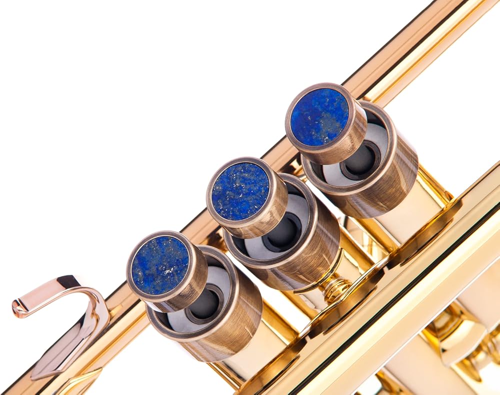 HEAVY Trumpet custom finger buttons for all Bach Stradivarius, Artisan, New York, Chicago, TR200, all Stradivarius flughelhorns, all Stradivarius cornets models (Bronze Lacquered, Lapis Lazuli)