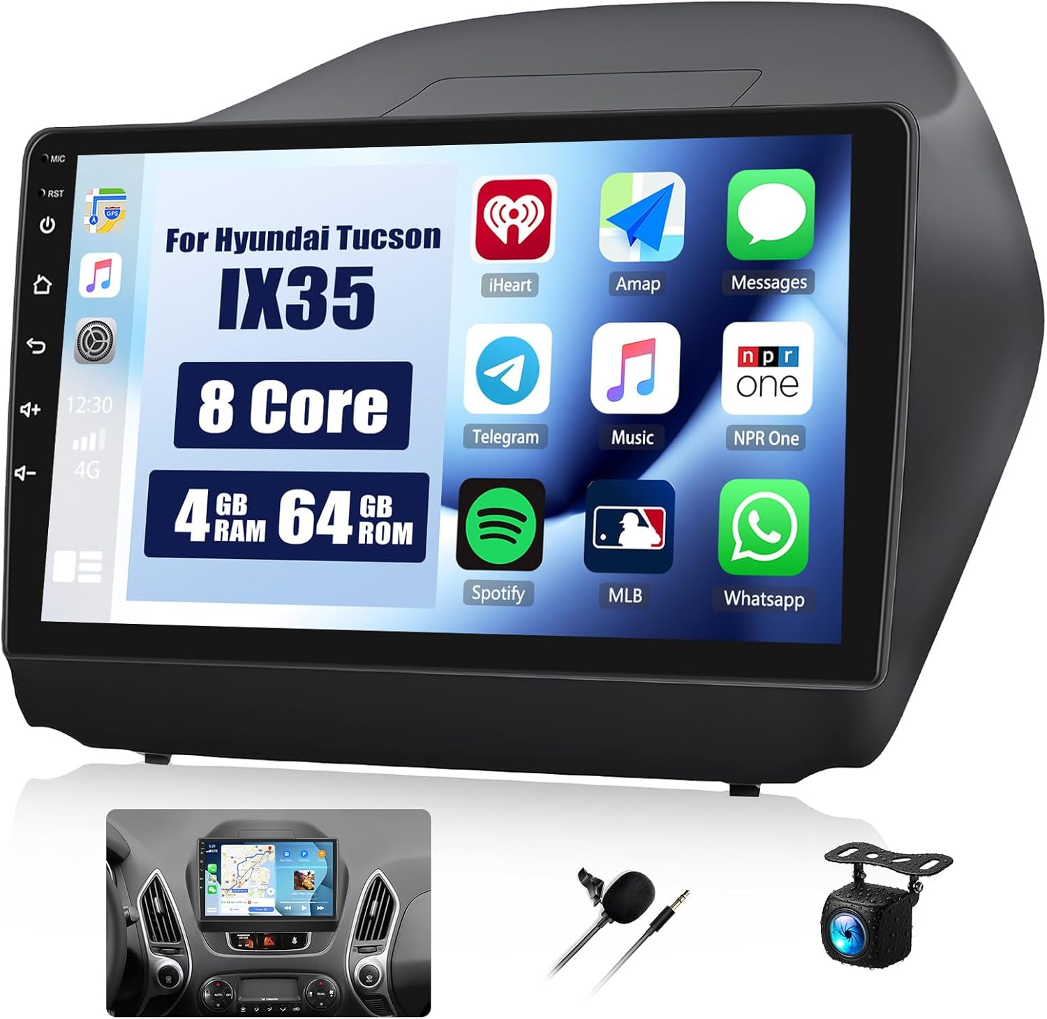 4+64G/8-Core Android 13 Car Stereo for Hyundai Tucson IX35 2010-2015 with Wireless CarPlay&Android Auto, 10.1