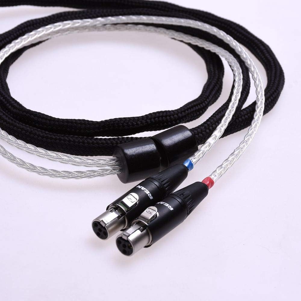 4-Pin XLR Balance Black casing 16 Cores Silver Plated Cable 5N Pcocc for Audeze LCD-2 LCD-3 LCD-4 LCD-X LCD-XC Headphone Upgrade Cable Extension Cord (1.2M(4feet))