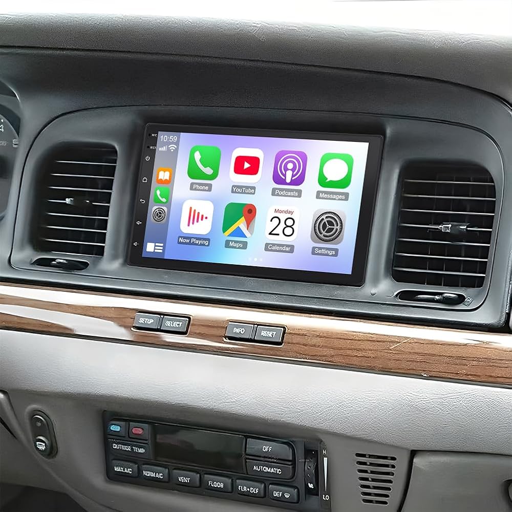 Double Din Car Stereo for Ford Crown Victoria 2003-2008,7 inch Touch Screen Car Radio for Ford Crown Victoria w/Carplay Android Auto Head Unit GPS Navi Bluetooth MirrorLink FM WiFi SWC Backup Camera