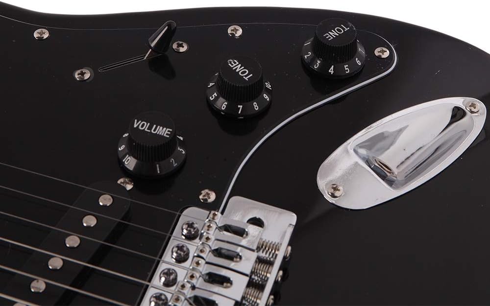 Stylish Electric Guitar Kit with Black Pickguard + Amplifier + Bag + Plectrum + Tremolo Bar + Connecting Wire (Black)