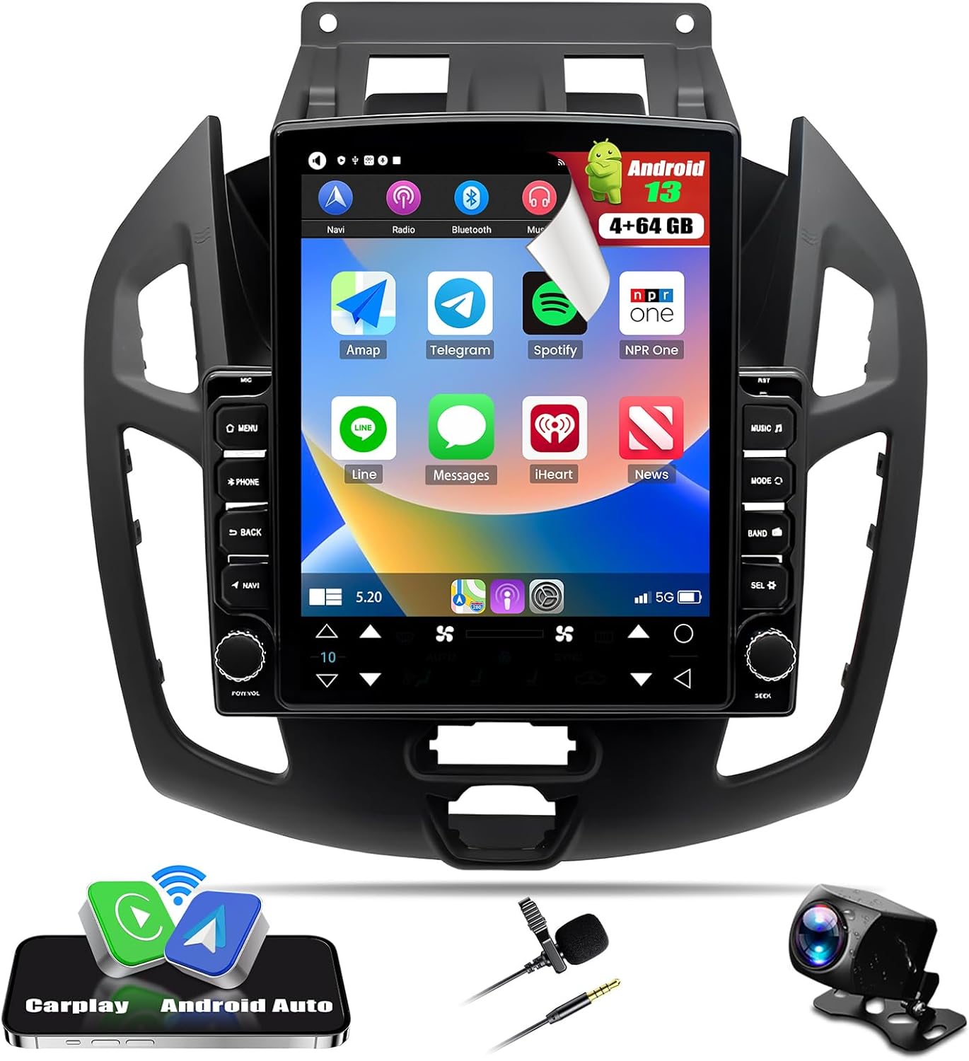 4+64G Car Stereo Upgrade for Ford Transit Connect 2014 2015 2016 2017 2018, 9.7