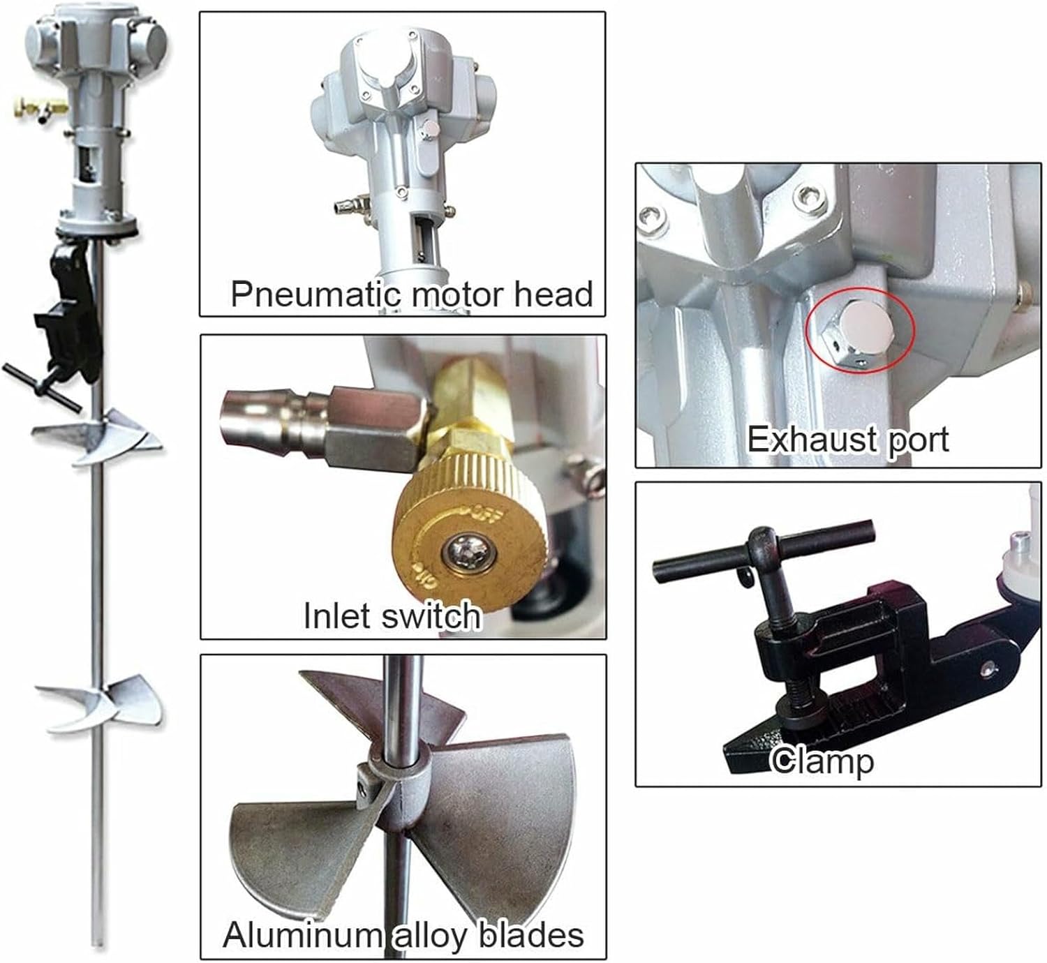 Pneumatic Paint Mixer 200L, Stainless Steel Automatic Stirring Machine with Air Agitator, Bracket Mixer, for Viscous Liquid, Ink, Dye, Adhesive, Mixing Applications-