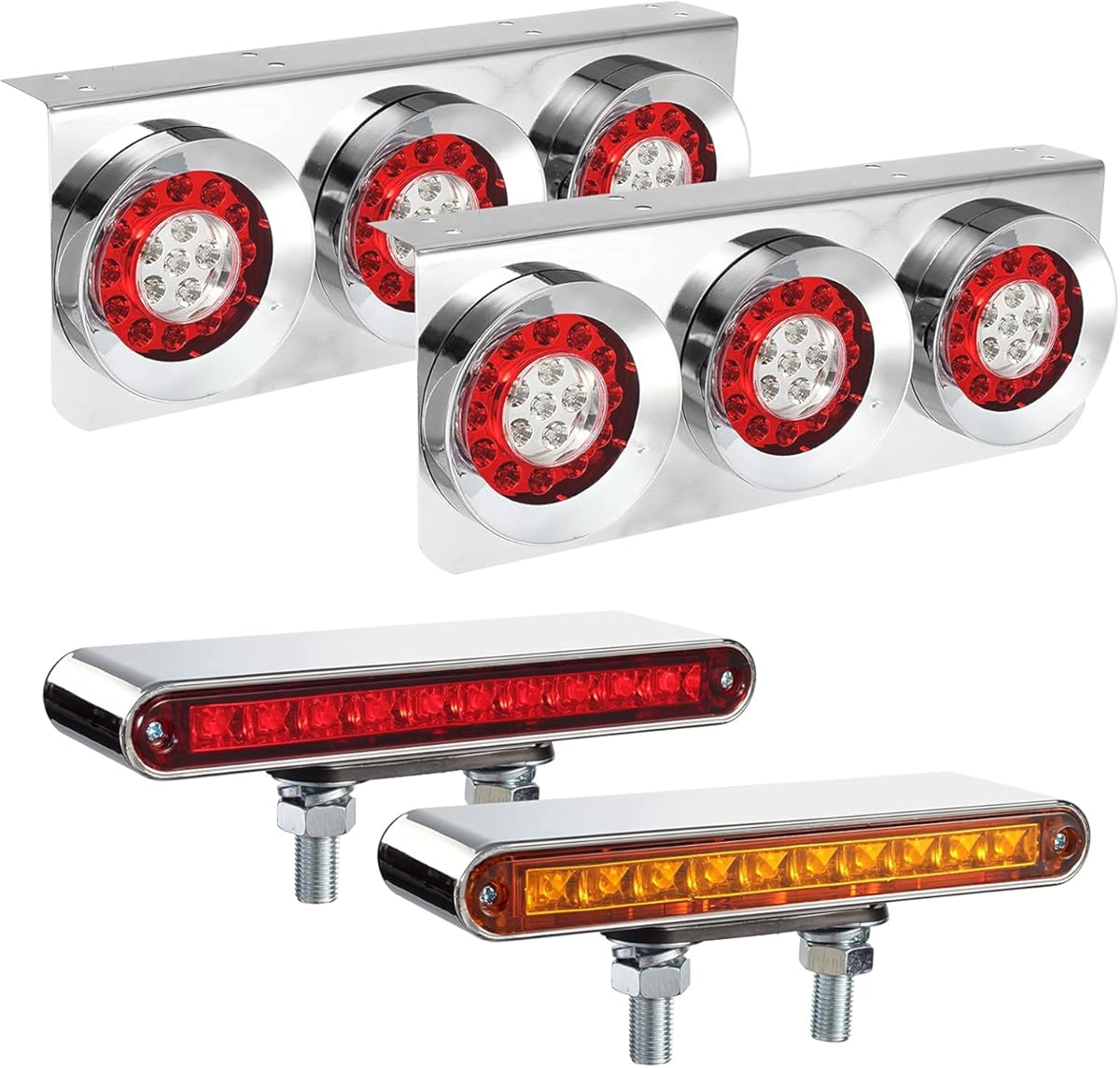 Partsam LED Truck/Trailer Tail Lights Kit with Iron Bracket Base + 6.5