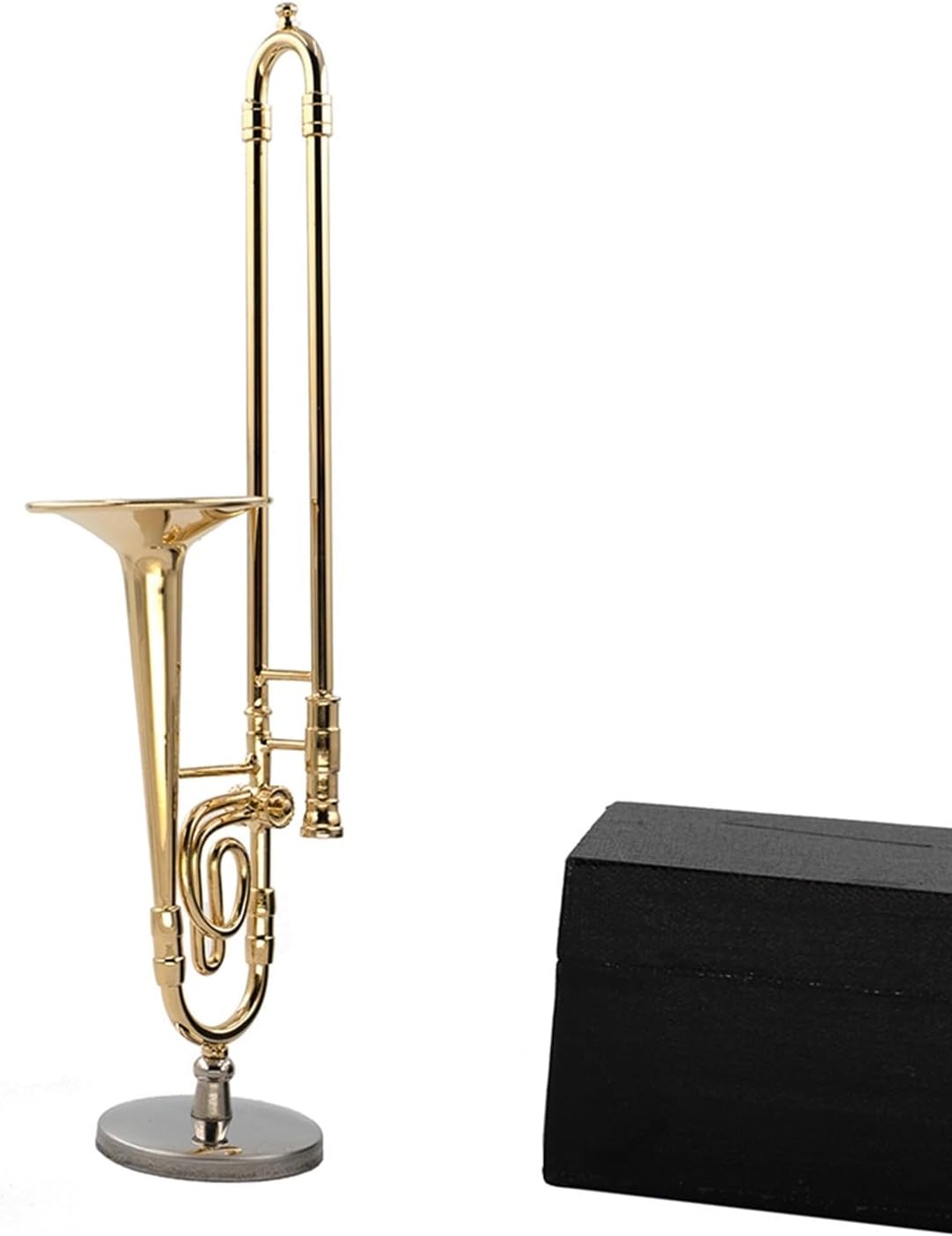 Musical Ornaments Decoration Golden Miniature Copper Trombone Model with Support Mini Decorative Ornaments for Room (Color : 30cm)
