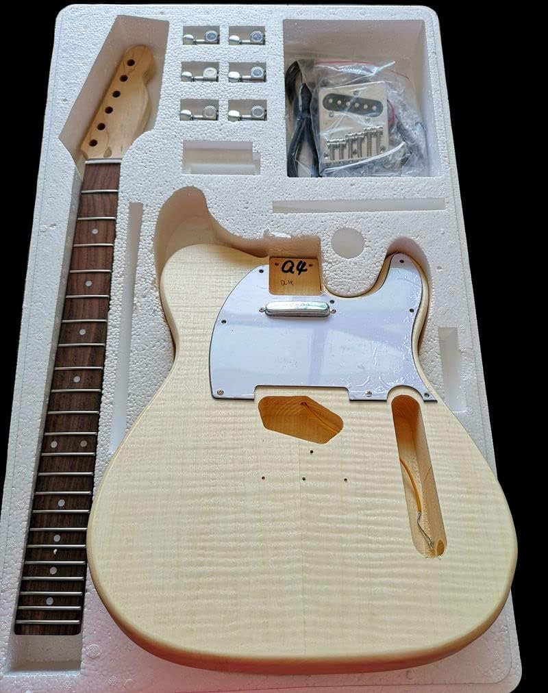 Maple Tiger Pattern Maple Electric Guitar Basswood Body Neck Rosewood Fingerboard DIY Combination Unfinished Guitar Body (Color : 4)