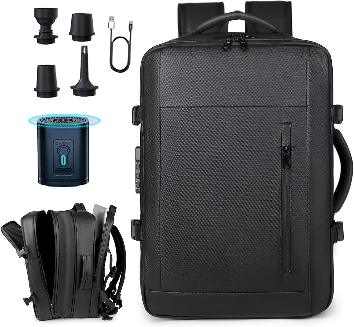 Vacuum Backpack Travel with Pump,60L Expandable Backpack with Lock,Multifunctional Portable Storage Commuter Backpack