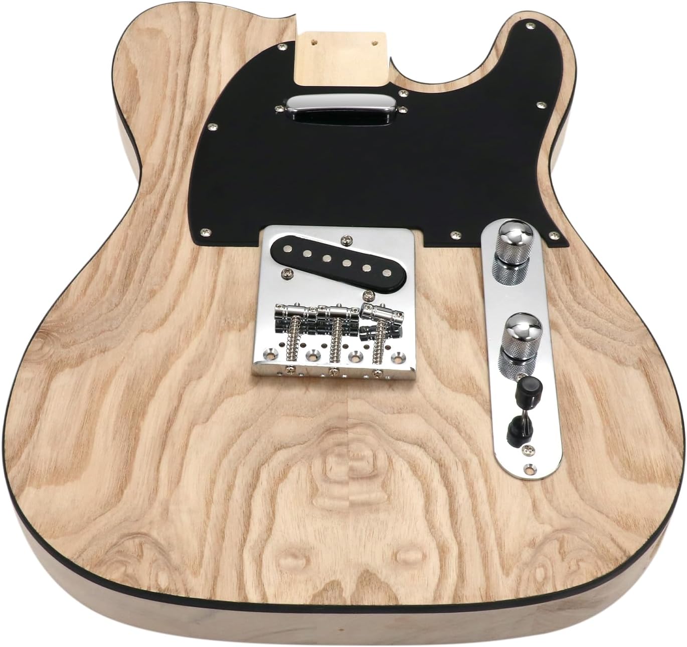 DIY Electric Guitar Kit Beginner Kit TL Style 6 String Right Handed Basswood Body with Ash Burl Top Hard Maple Neck Rosewood Fretboard Chrome Hardware Build Your Own Guitar.