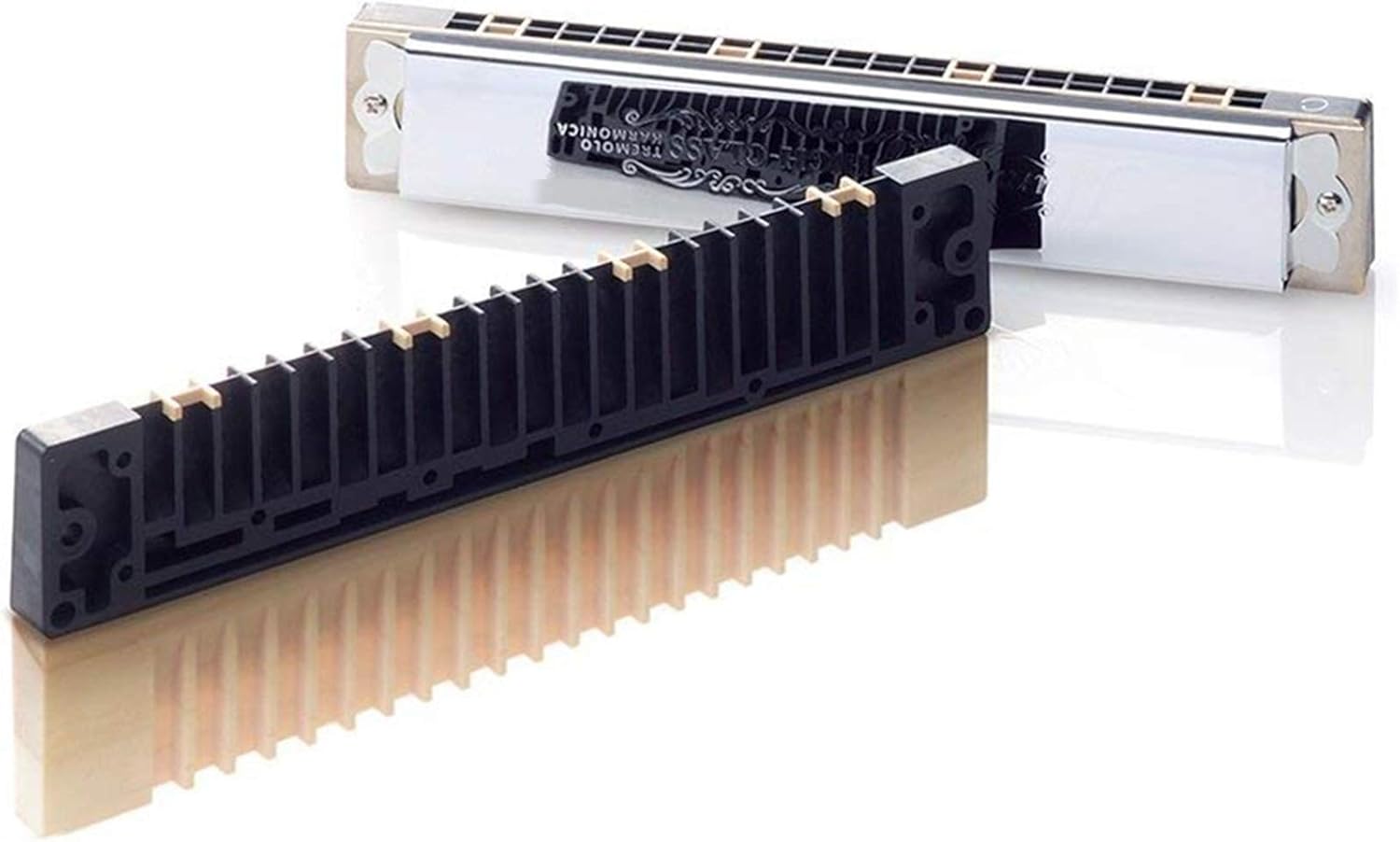 SUOFEILAIMU 21 Holes Tremolo Harmonica Key of C Harp Brass Reeds Wood/ABS Comb Musical Instruments (Color : Key of G)