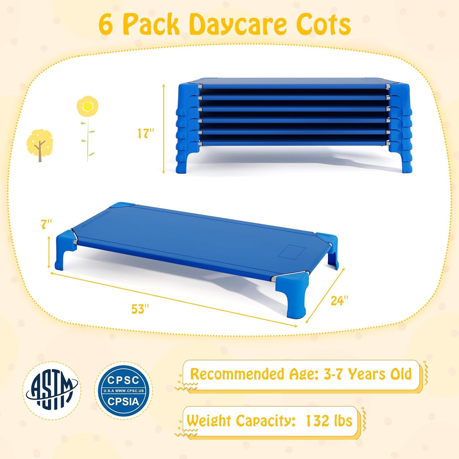 Giantex Stackable Daycare Cots for Sleeping, 53