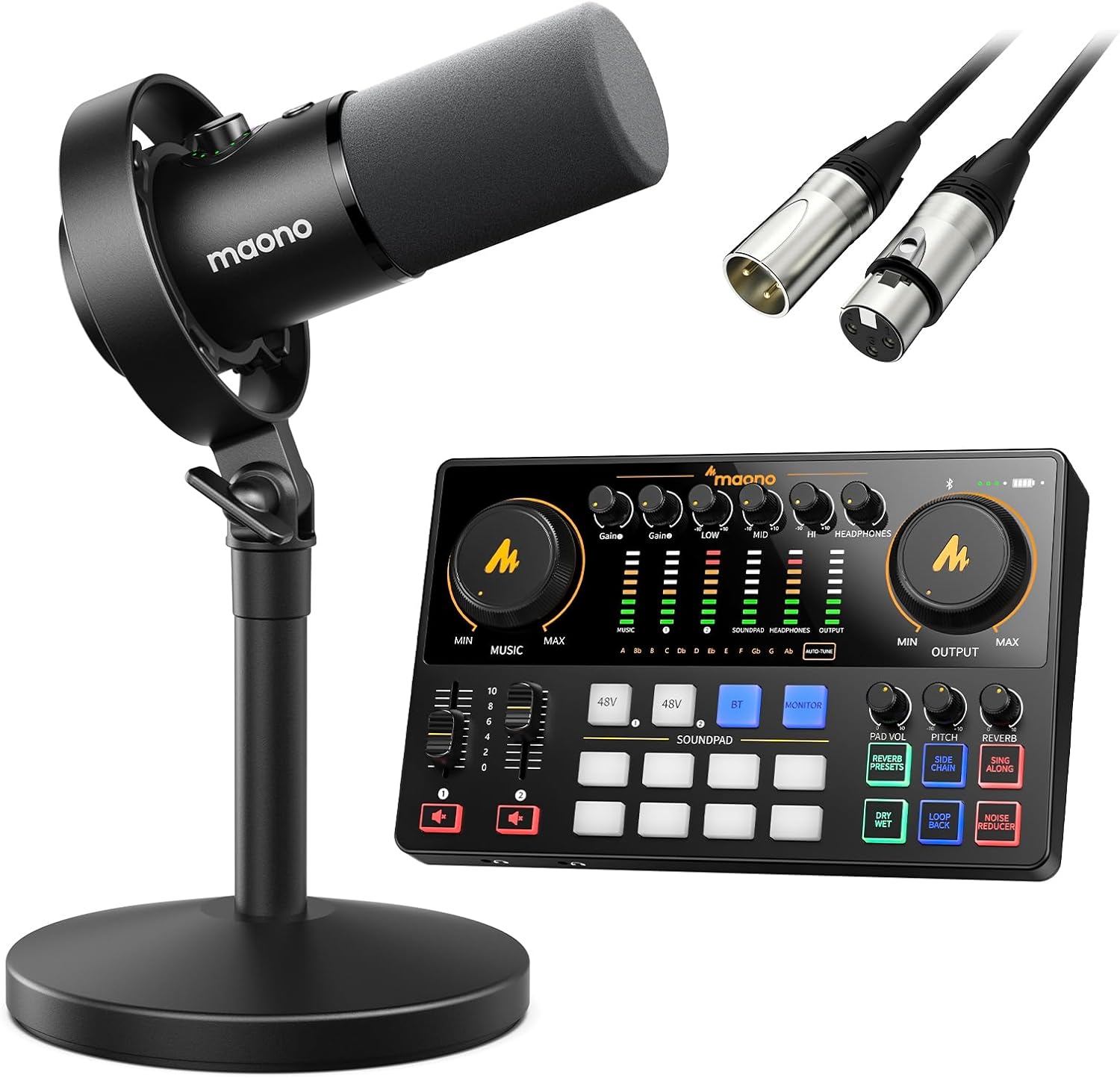 MAONO Podcast Equipment Bundle-XLR USB Podcast Recording Mic kit(PD300XT+E2 Gen2+XLR-180)