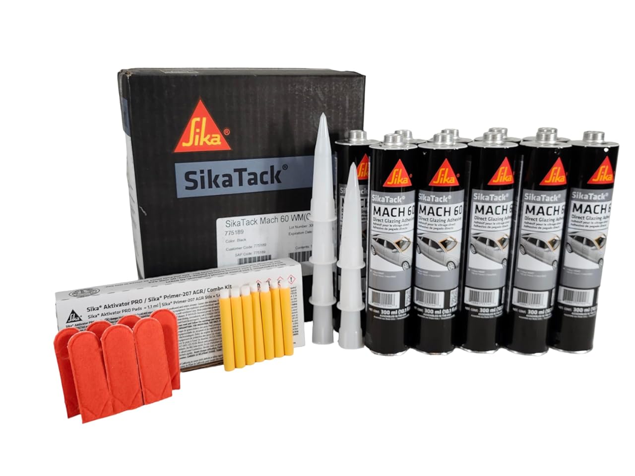Sika SikaTack Mach 60, Auto Glass Urethane, Adhesive Sealant Kit (Cartrdige Kit, 10, Count)