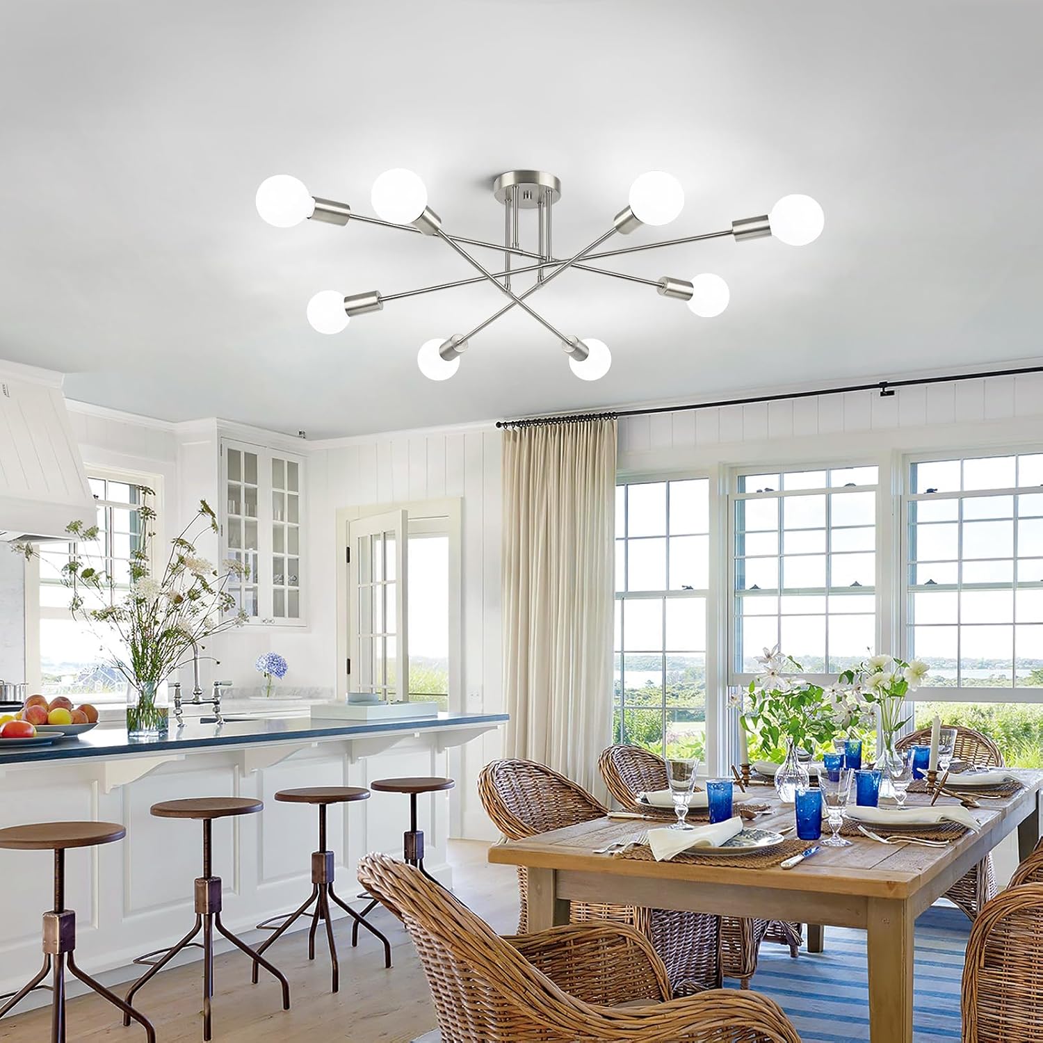 Modern Sputnik Chandelier 8-Light Industrial Ceiling Lights Fixture 32