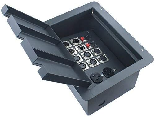 Recessed Stage Floor Box with 6 XLR Female, 2 XLR Male, 2 Ethernet, 2 TRS + Duplex AC (Floor Box)