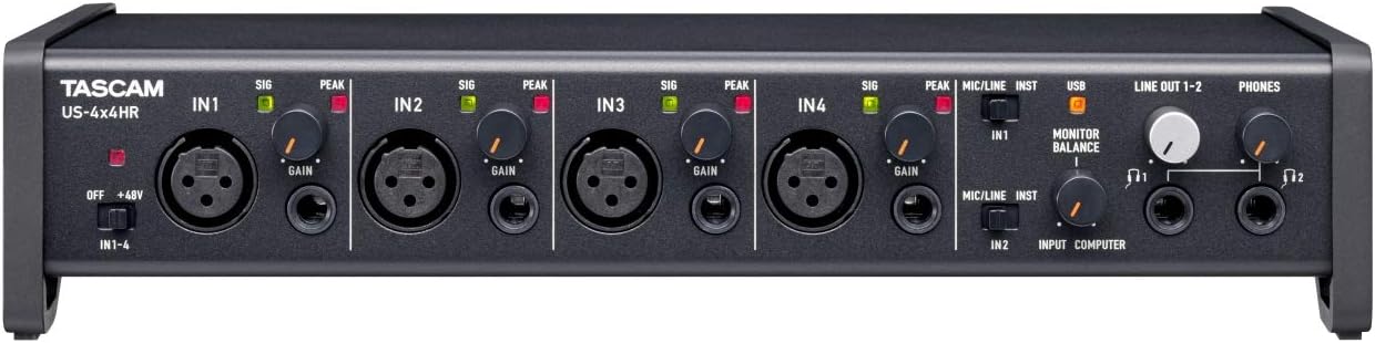 TASCAM US-4x4HR Audio Interface and Studio Headphones Bundle