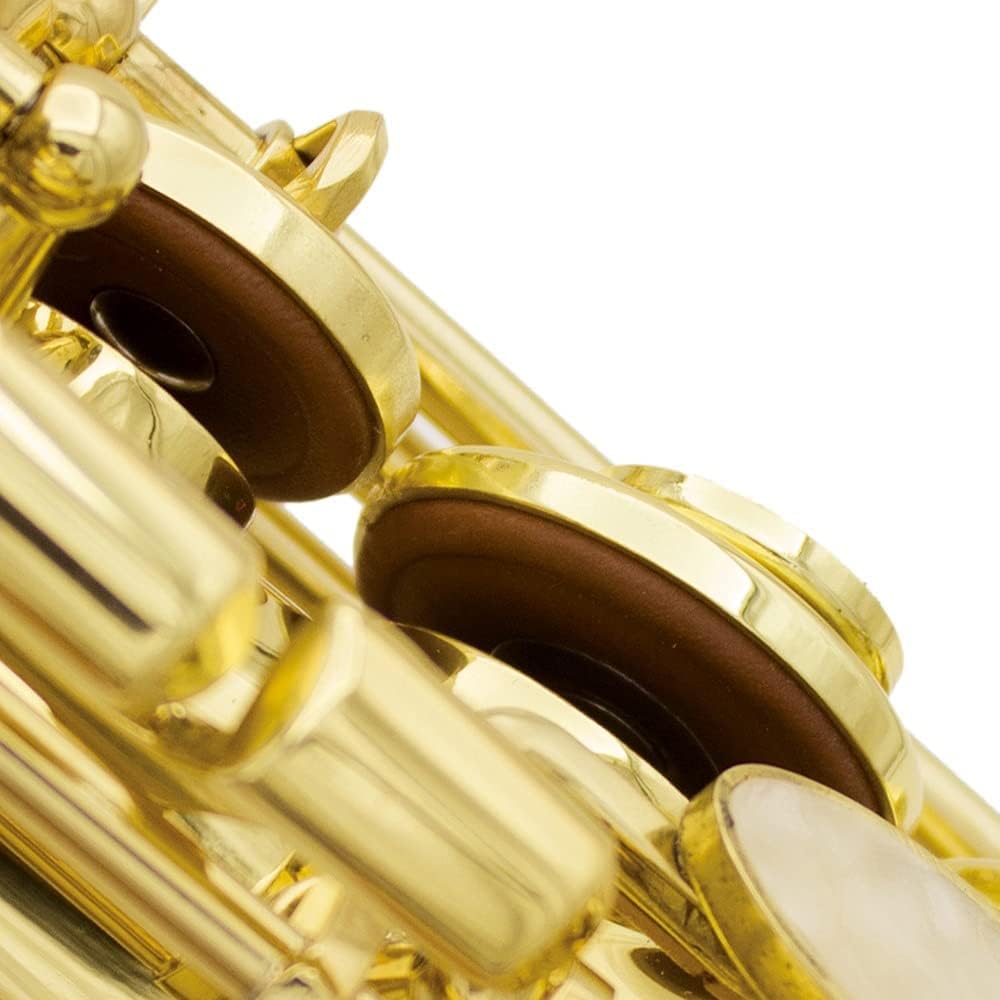 Soprano Saxophone Sax Bb Brass Lacquered Gold Body and Keys with Carrying Case Wind Instrument