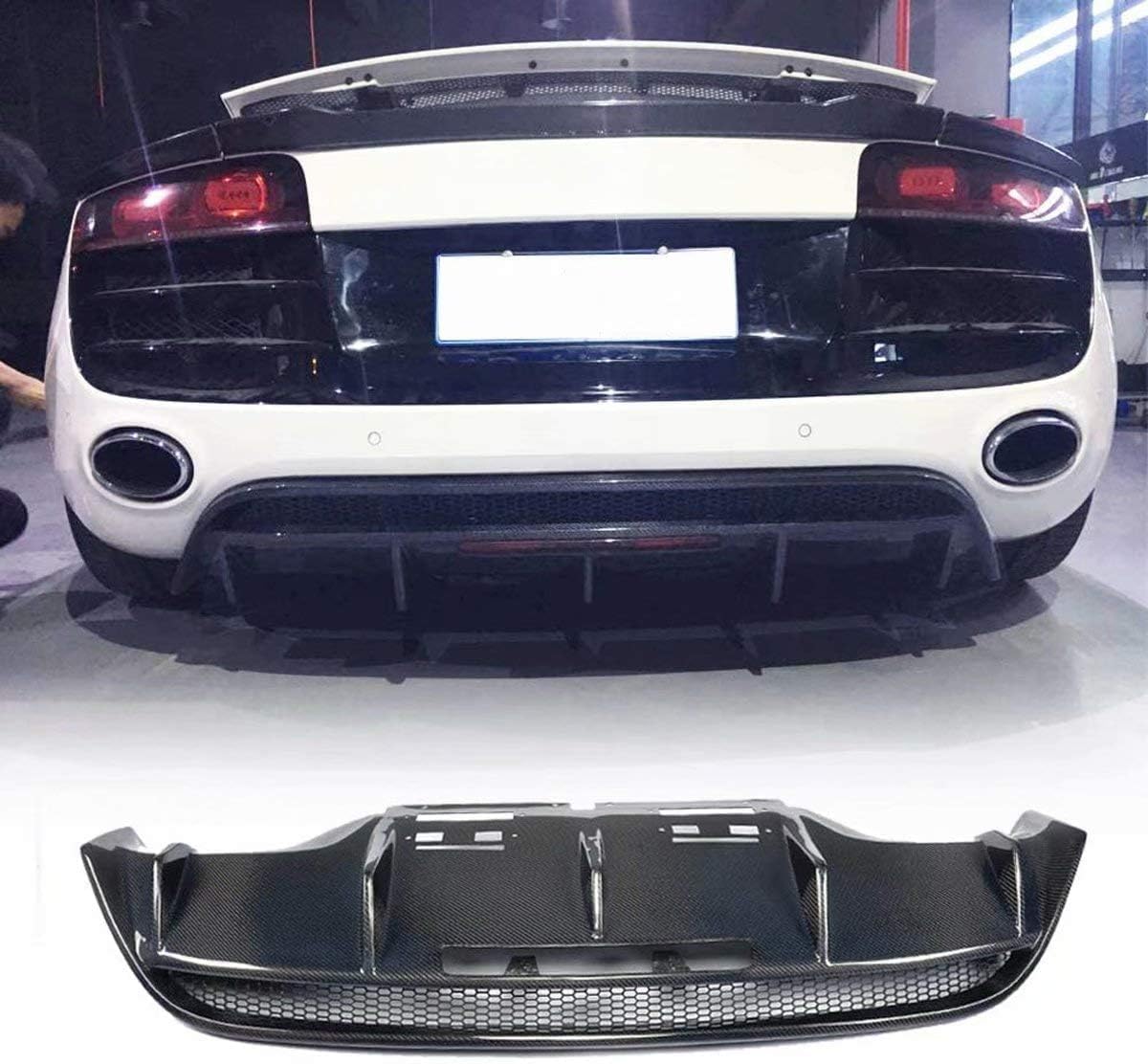 Car Rear Bumper Diffuser Lip for Audi R8 V8 V10 2008-2015, Carbon Fiber Rear Diffuser Bumper Protector Spoiler Splitters Body Kit Accessories