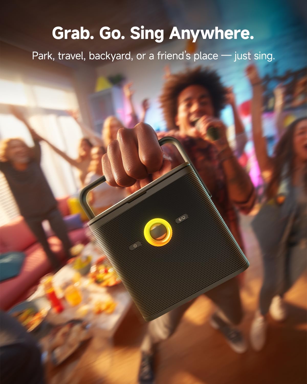 Ikarao Karaoke Machine for Adults, with Lyrics Display and Screen, Karaoke System for YouTube, 2 Wireless Microphones, Autotune & Echo, KaraFun Prime, Portable Karaoke Speaker for Home Outdoor Party