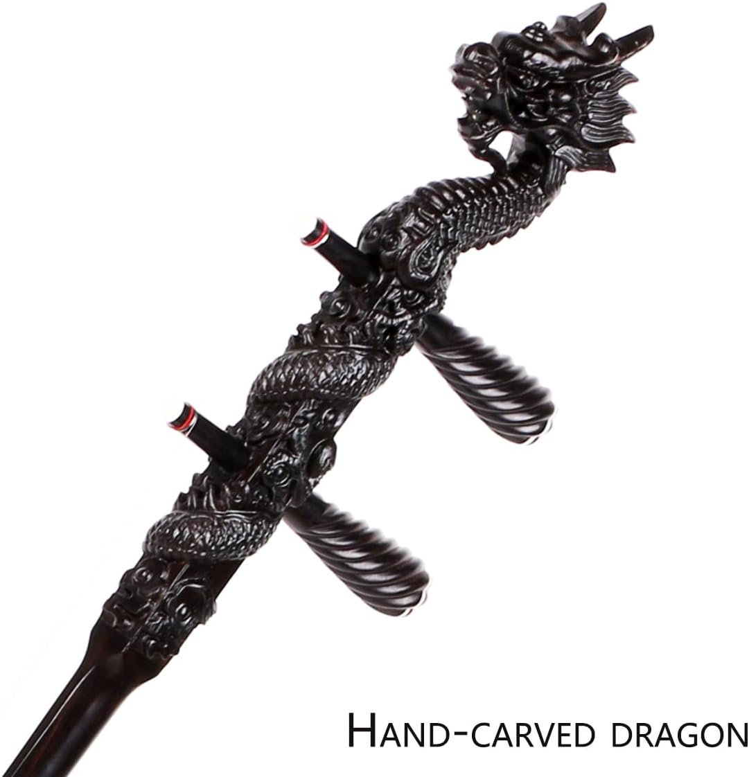 Professional Black Sandalwood Erhu: Two-Stringed Chinese Violin Fiddle with Engraved Dragon Head, Complete Accessories, and PDF Learning Book