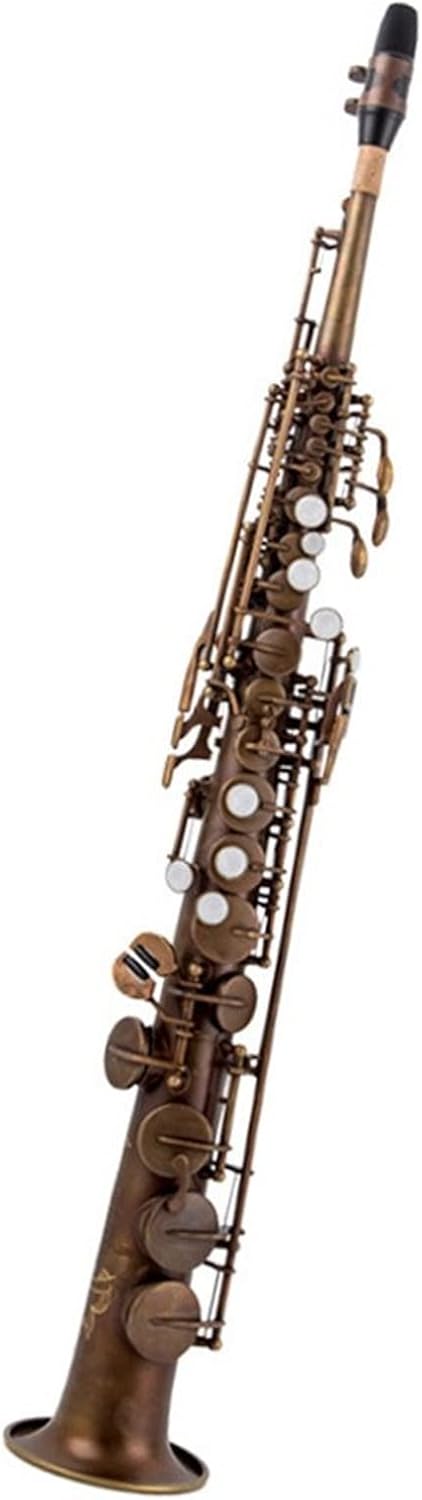 Brass Straight Sax Saxophone Bb B Flat Woodwind Instrument Natural Shell Key