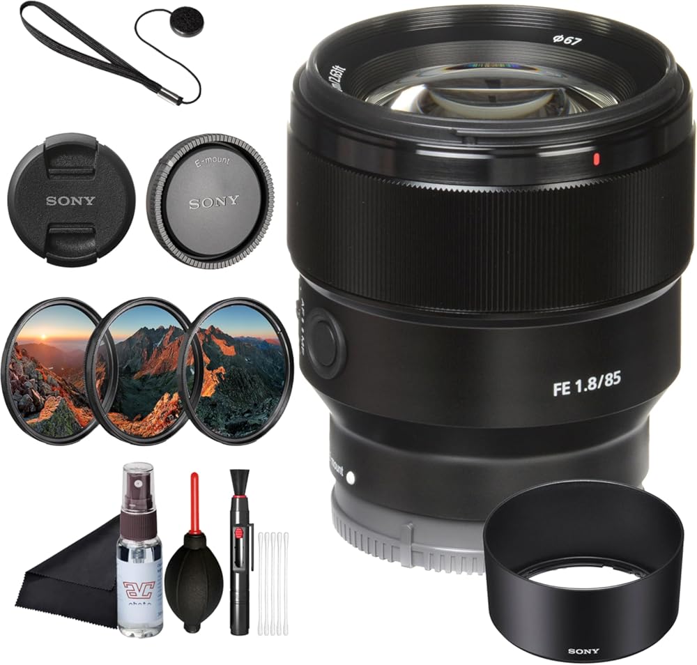Sony FE 85 mm F1.8 Standard Telephoto Prime Lens – Lightweight Portrait Optics, Smooth 9-Blade Bokeh SEL85F18/2, Filter Kit, Cap Keeper, Cleaning Kit, and More