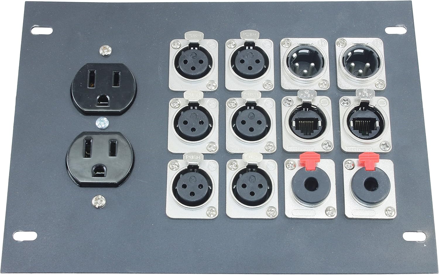 FBL12+AC Recessed Floor Box With 6 XLR Female, 2 XLR Male, 2 Ethernet, 2 TRS + Duplex AC (Pre-wired: 50' Wires)