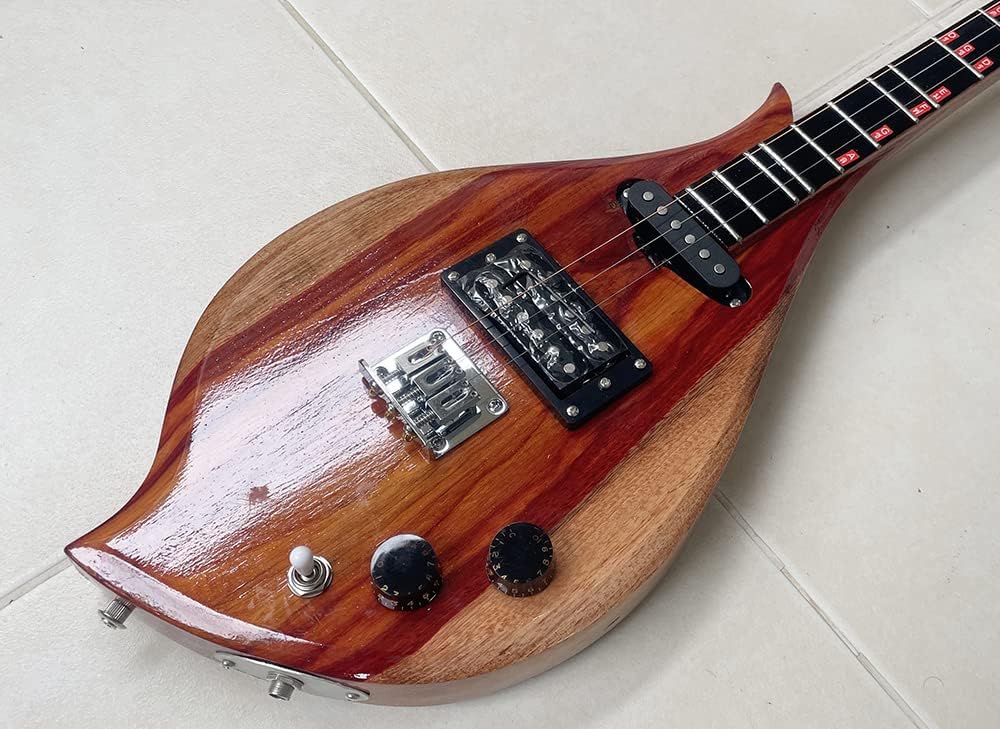 Isarn Electric Phin 3 Strings, Thailand Lao Guitar Musical Instrument, Traditional Thai Pin120, brown