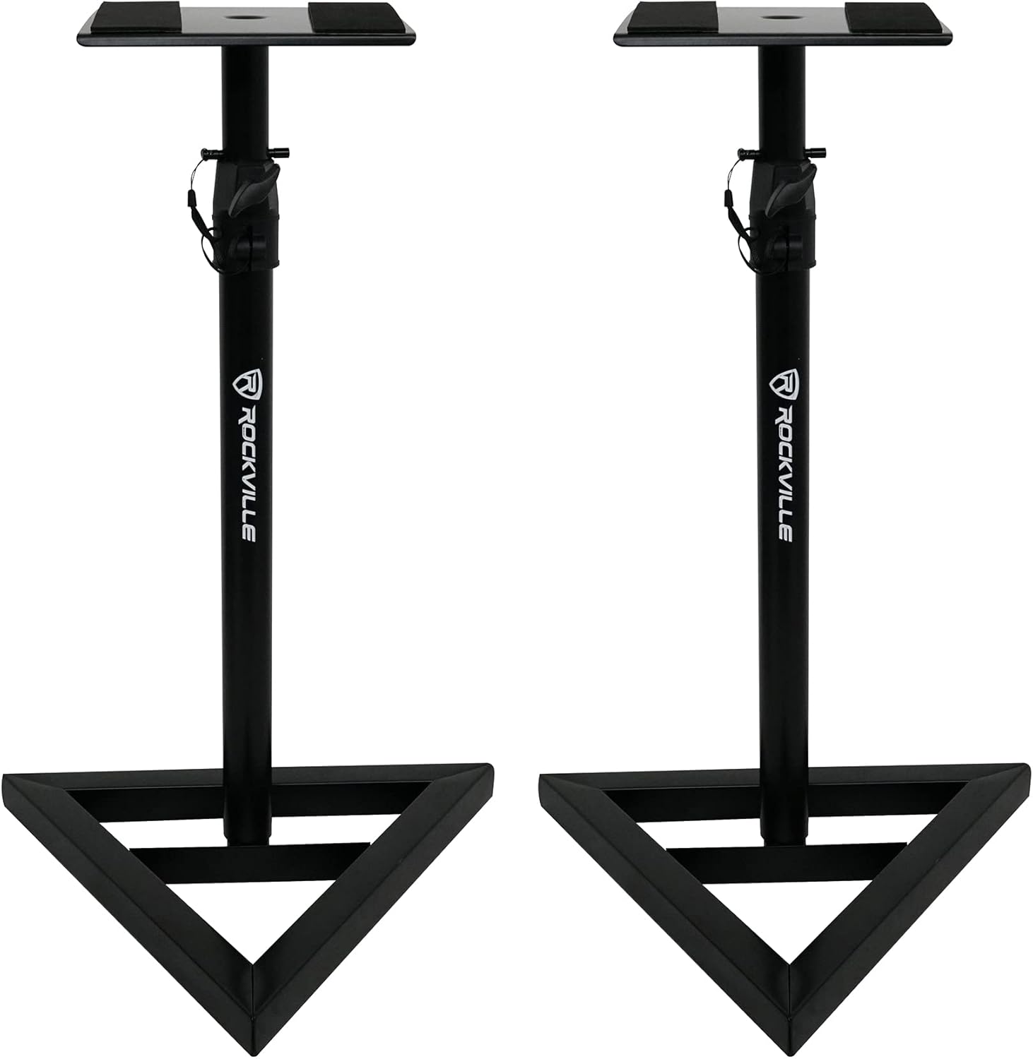Rockville RVSM1 Near-Field Studio Monitor Stands, Adjustable Height 33-45in, Heavy-Duty Steel, EVA Foam Padding, Vibration Reduction, for Home Studio Musicians and Audio Engineers, 6-Piece