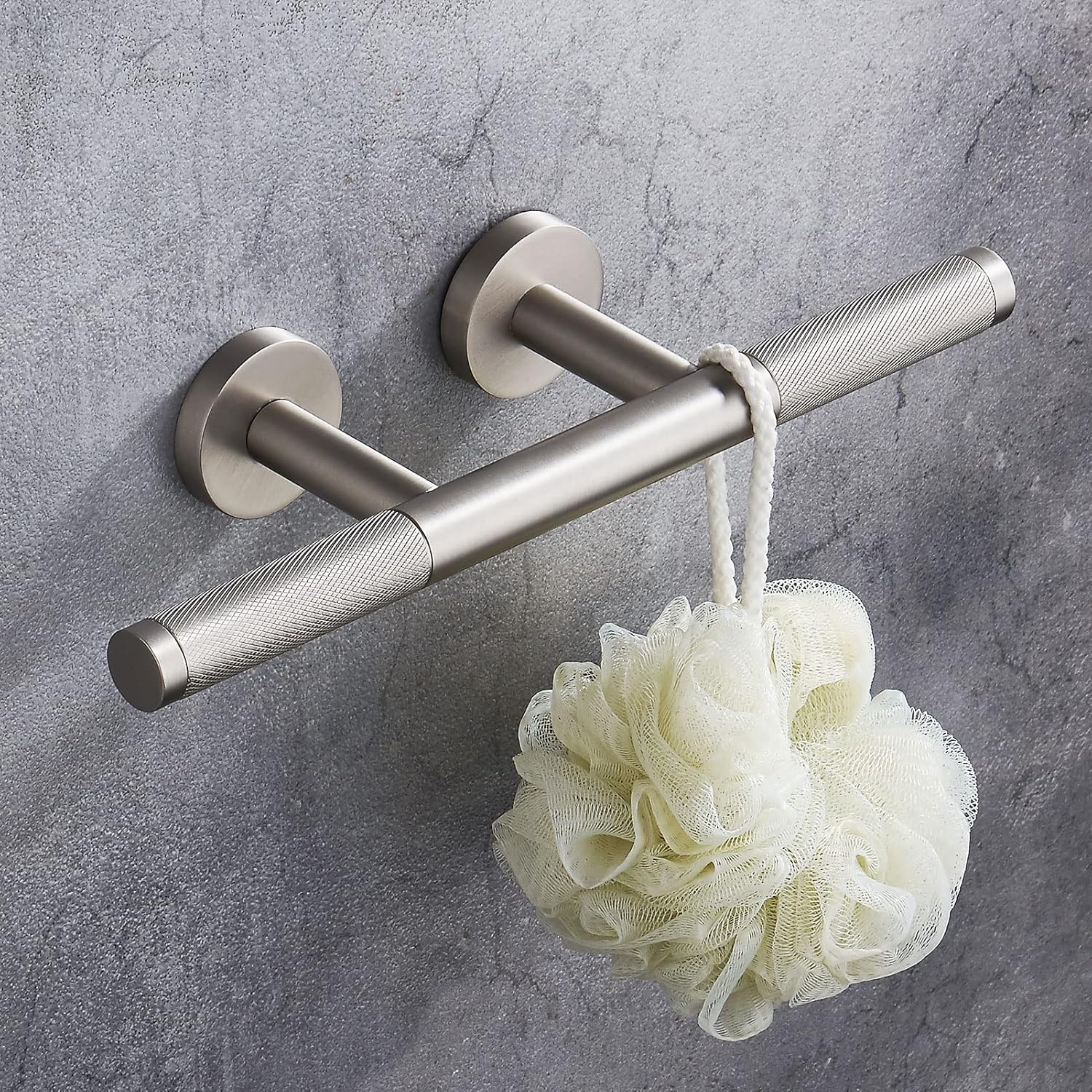 Shower Foot Rest,Brushed Nickel Shower Footrest for Shaving Legs,Knurled Brass Bar Shower Step Foot Ledge for Bathroom/Spa Wall Mount