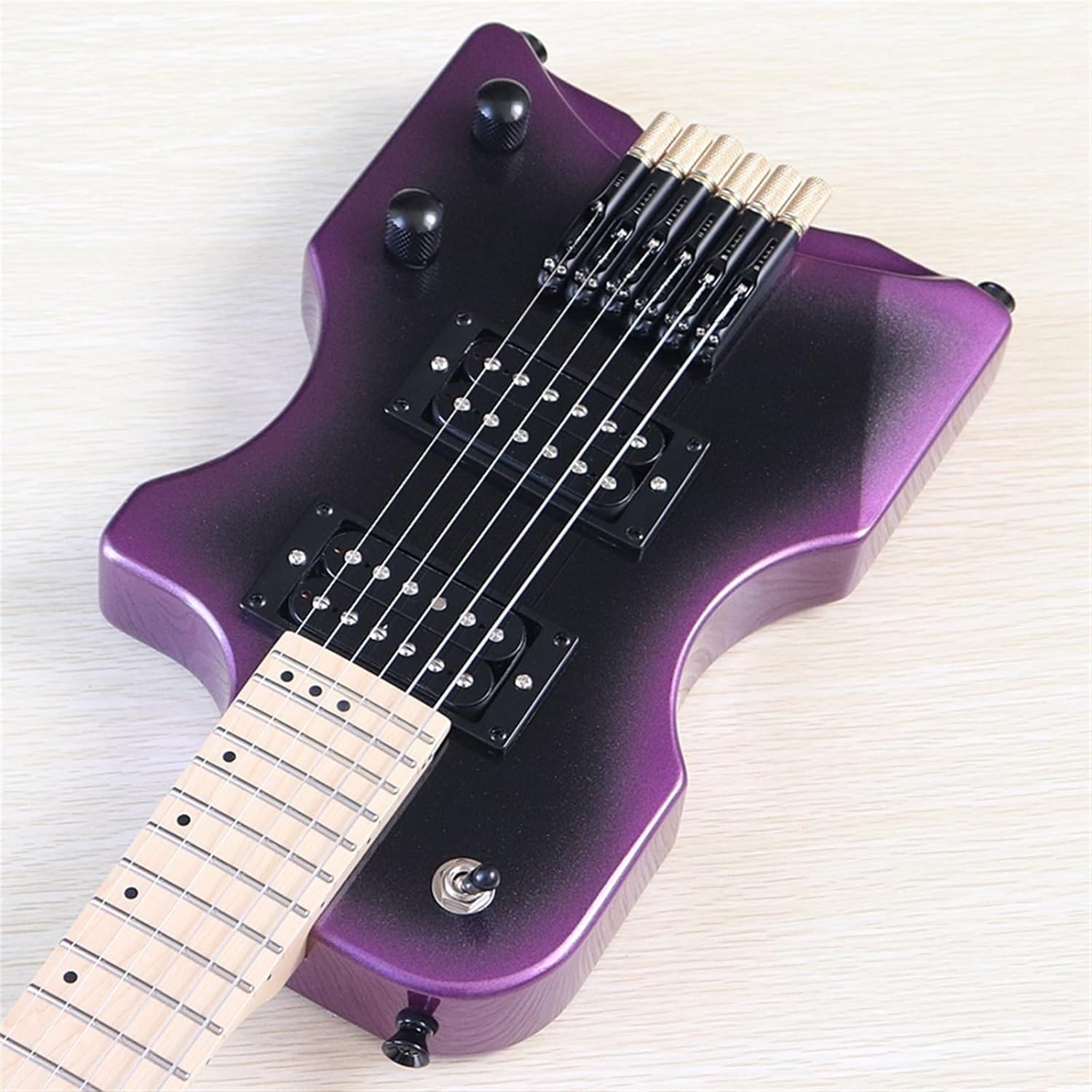 High Gloss Travel Headless Electric Guitar 30 Inch Solid Basswood Body 6 String Mini Portable Guitar Professional Headless Guitar (Color : 03)