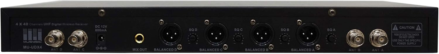 MUSYSIC 4-Channel Professional Wireless UHF Microphone System, 300ft Range 4x40 Adjustable Frequency Dynamic Handheld Microphones for Singing, Karaoke, Church, DJ