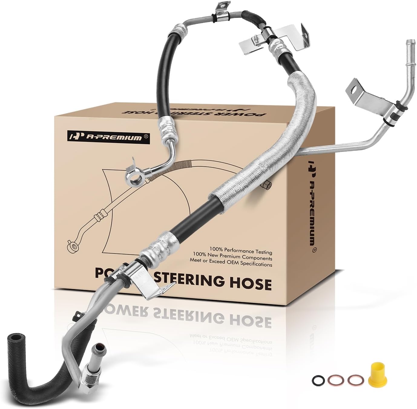 A-Premium Power Steering Pressure & Return Hoses Line Assembly Compatible with Toyota Sienna 2003-2006, 3.0L FWD, with O-ring & Washer, Pump to Rack/Gear to Reservoir/Cooler