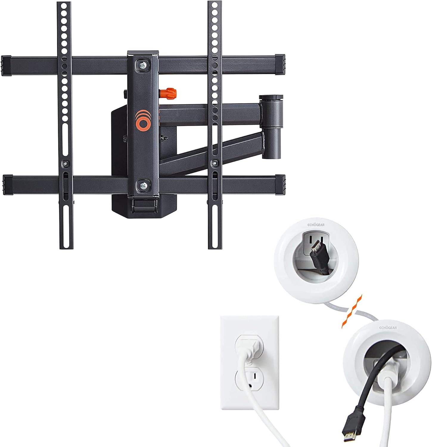 ECHOGEAR Swivel Full Motion TV Wall Mount & in-Wall Cable Management Kit - for TVs Up to 60