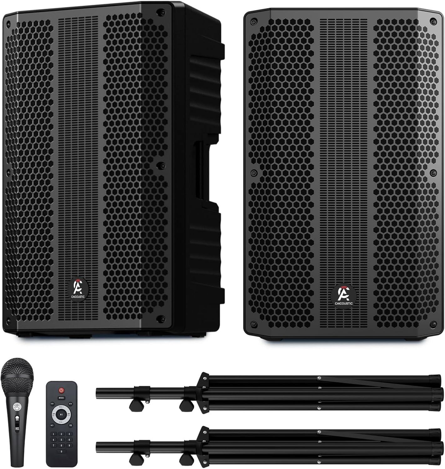 12-inch PA Speaker System with Bluetooth – Portable Dual DJ Speakers with Stands, Full-Range Stereo Sound for Events & Performances