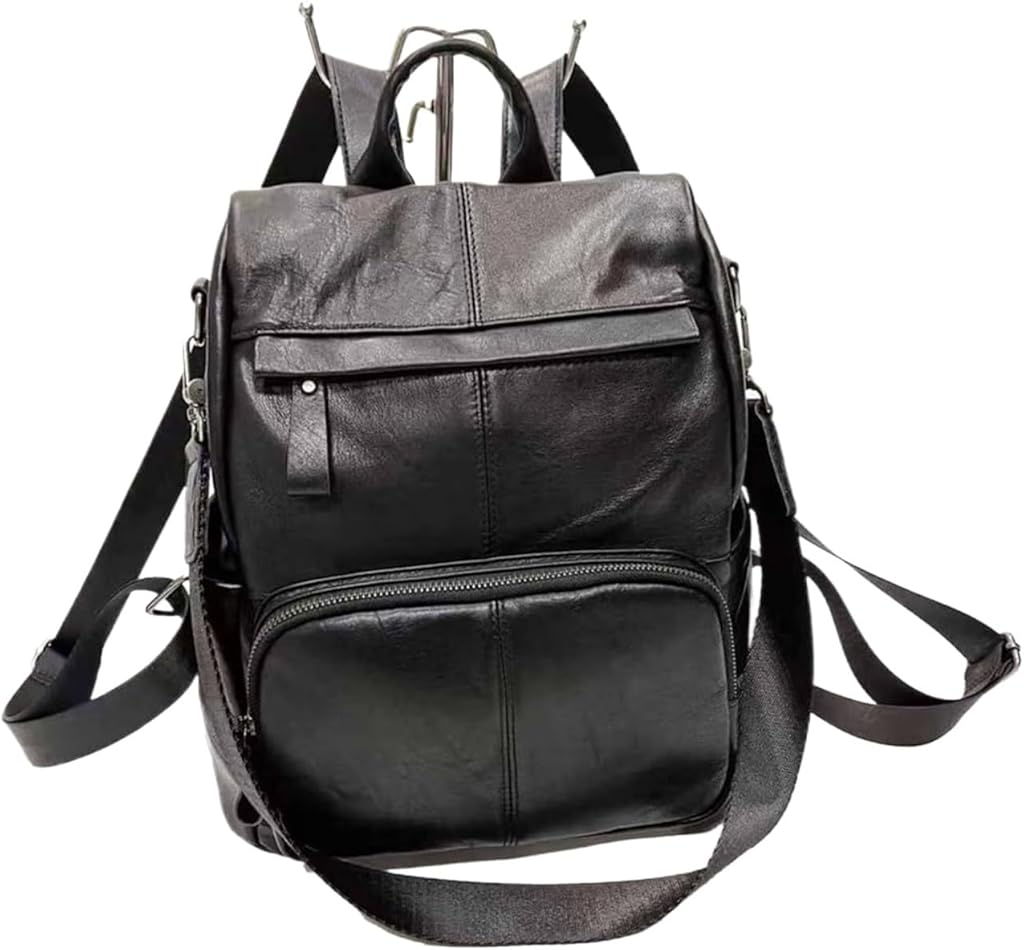 Full Leather Shoulder Bag Black Soft Cowhide Anti Theft Bag Leather Women's Backpacks