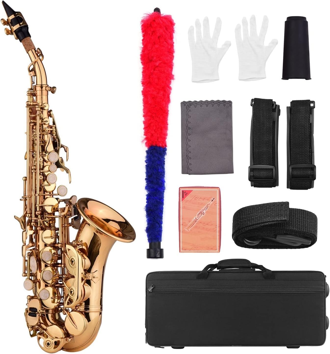KESHUO Mini Bb Saxophone Sax Brass Material Woodwind Instrument with Case Gloves Cleaning Cloth Brush Reeds Sax Strap Brass Sax Beginners Kit