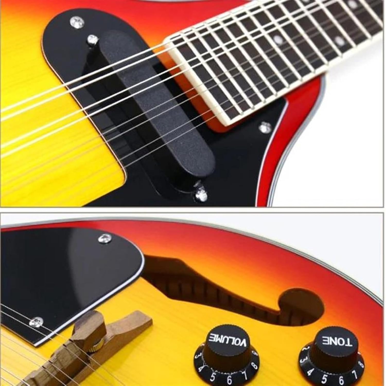 Adult Mandolin Musical Instrument Electric Mandolin Top Spruce Acoustic Guitar 8 Strings Highgloss Hollow F Sound Hole Sunburst Mandolin
