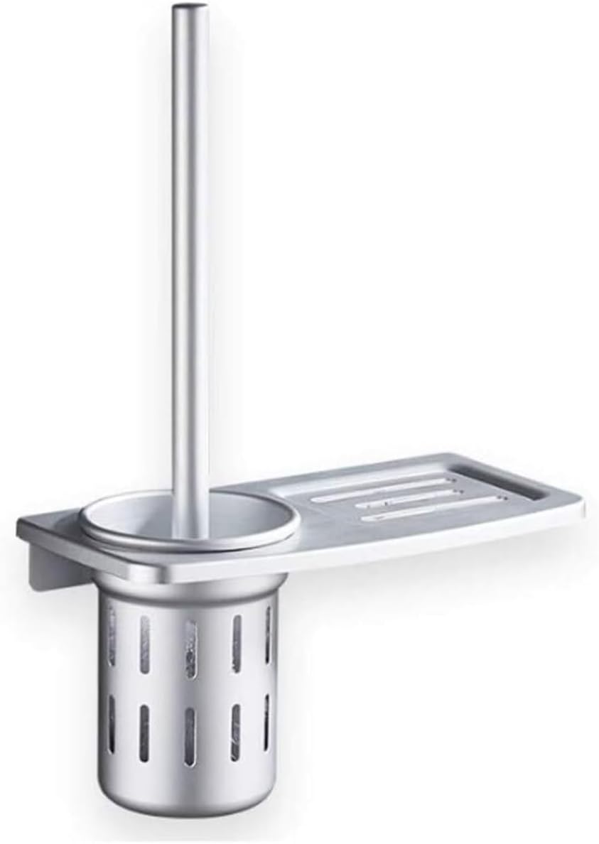 Toilet Brush Toilet Brush and Holder Set,Cleaning Brush Holder with Toilet Brush Wall Mount Toilet Brush Set for Toilet Cleaning Toilet Brush and Holder (Color : Black) (Silver)