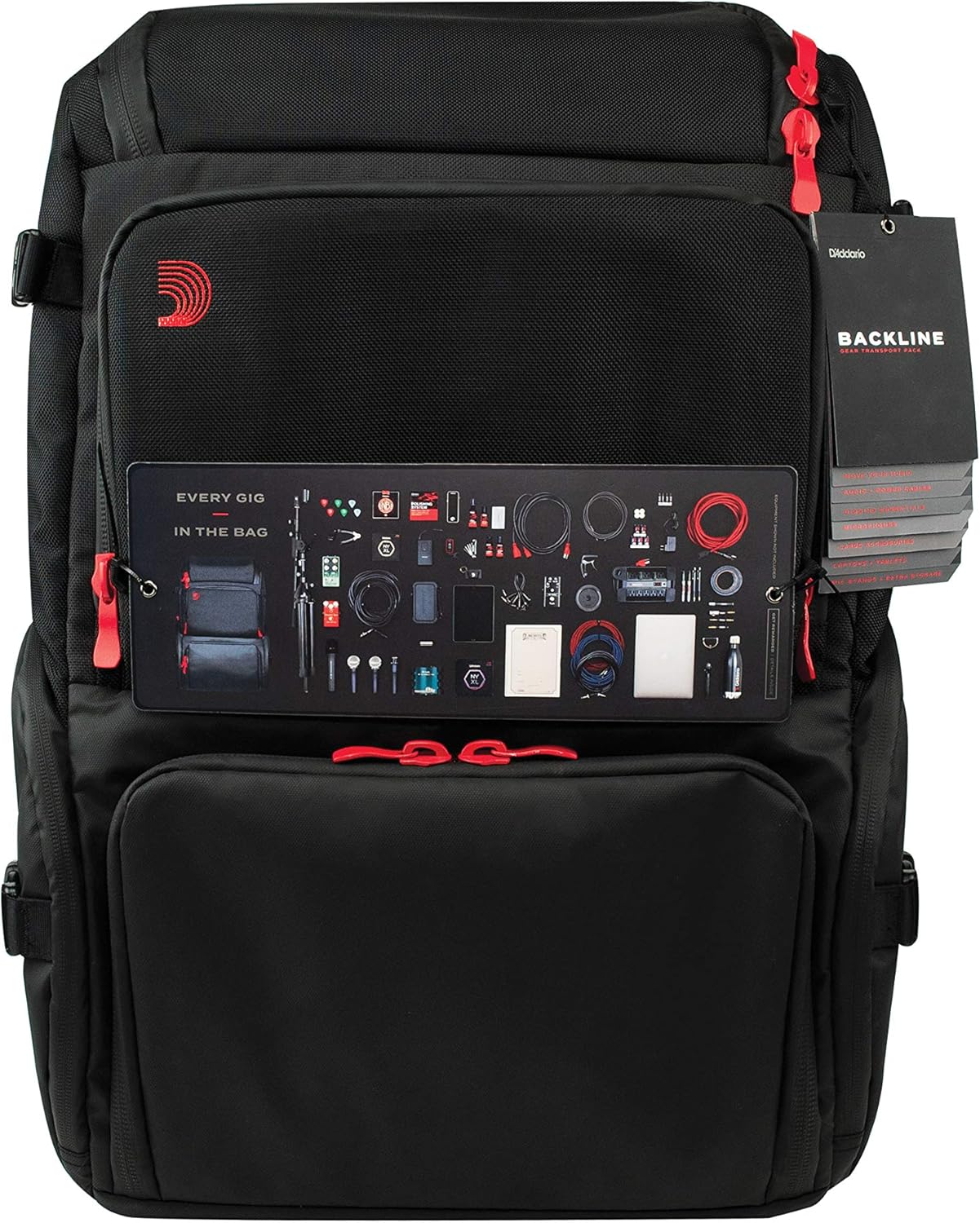 D'Addario Backline Gear Transport Backpack - Gear Bag for Musicians - Gig Bags - Mic Stand Gig Bag - DJ Bags for Cables - DJ Gear